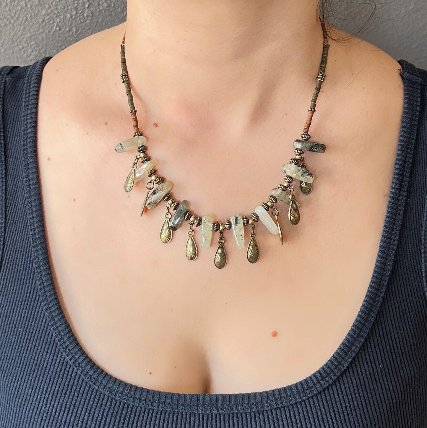 Dark Academia Boho Necklace | Tibetan Jewelry | Stone Nepali Necklace | Gift for Women Ethnic Jewelry