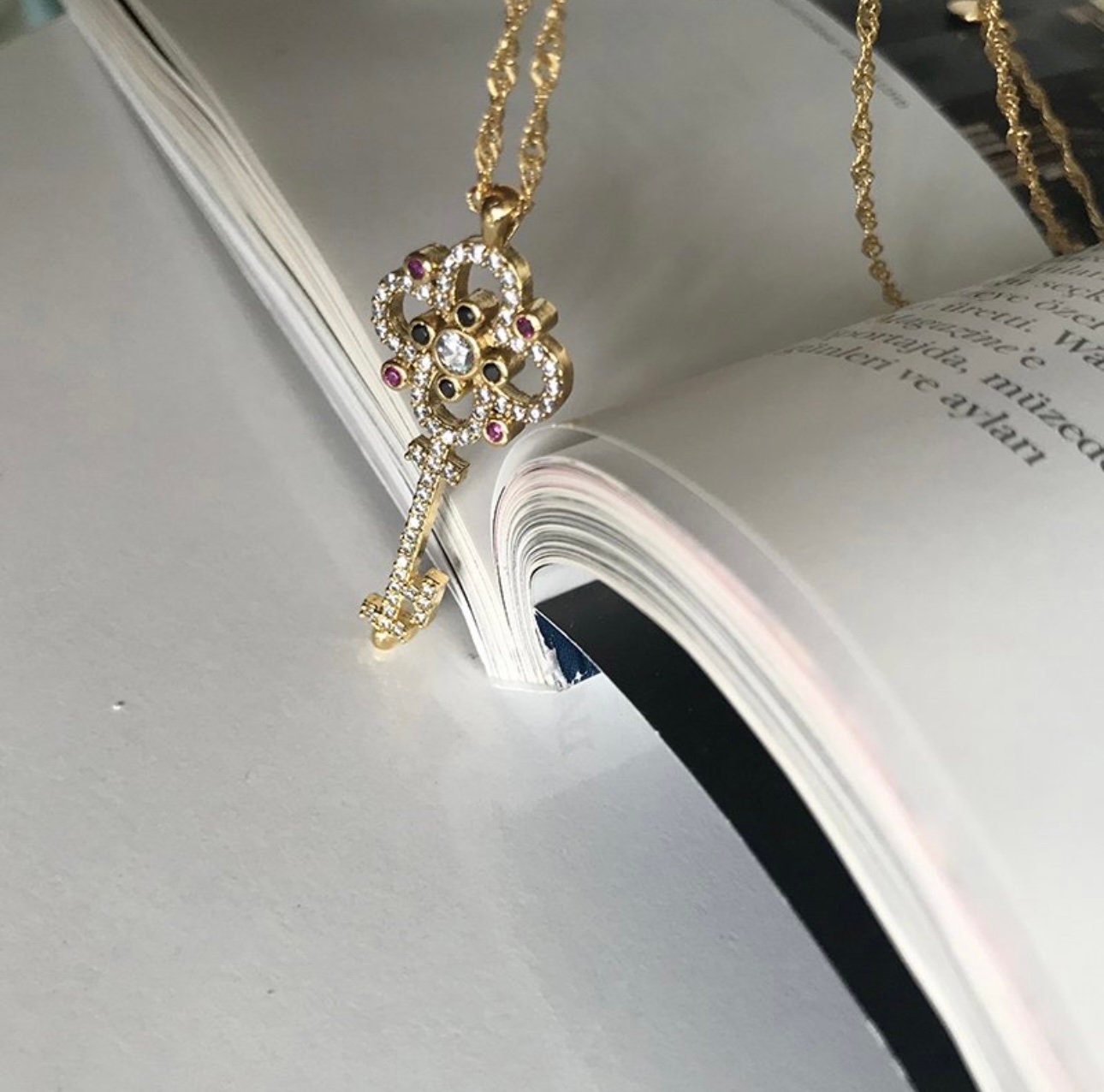 Alice's Key Necklace Gifts for Her | Gold Necklace Dainty Alice's Key Jewelry | Tiny Gold Key Charm Necklace | Bridesmaid Gift