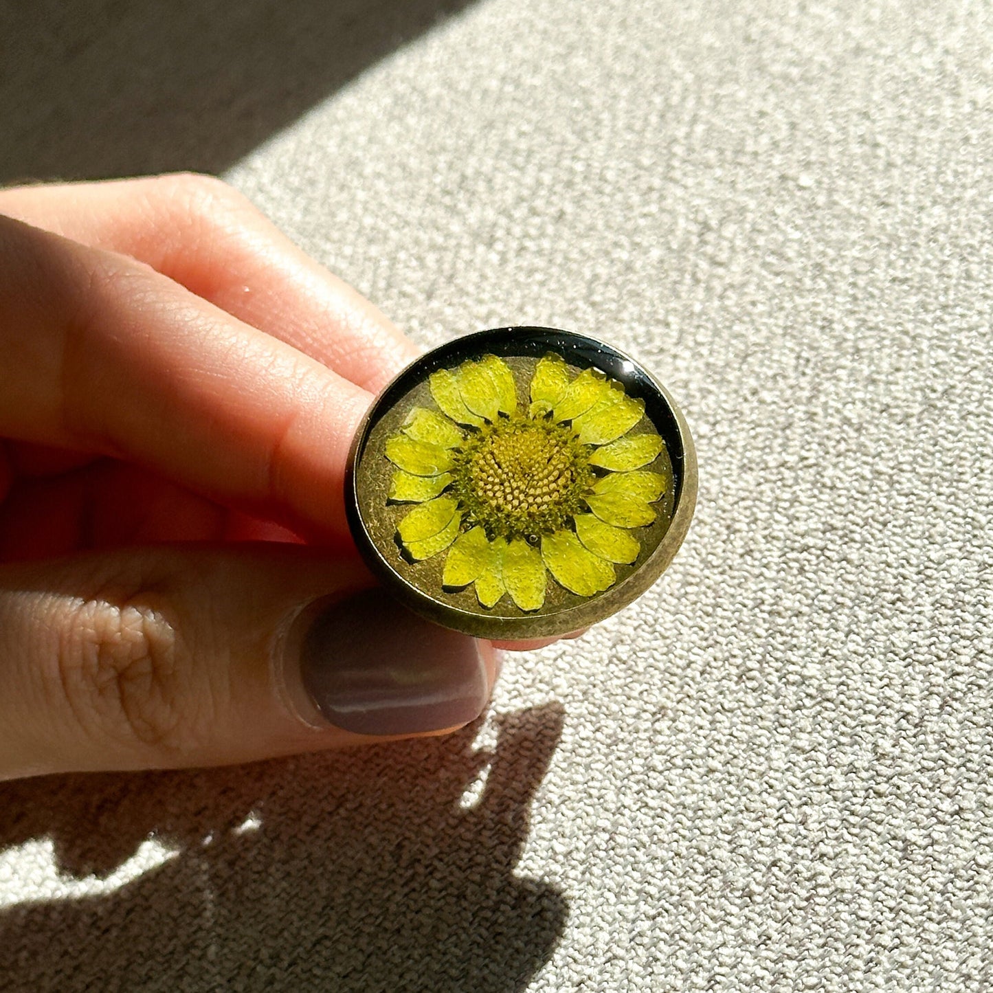 Real Pressed Flower Ring | Dainty Botanical Resin Jewelry | Nature Plant Ring | Vintage Ring Gift