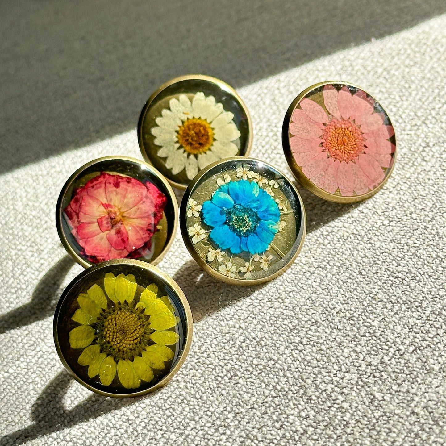 Real Pressed Flower Ring | Dainty Botanical Resin Jewelry | Nature Plant Ring | Vintage Ring Gift