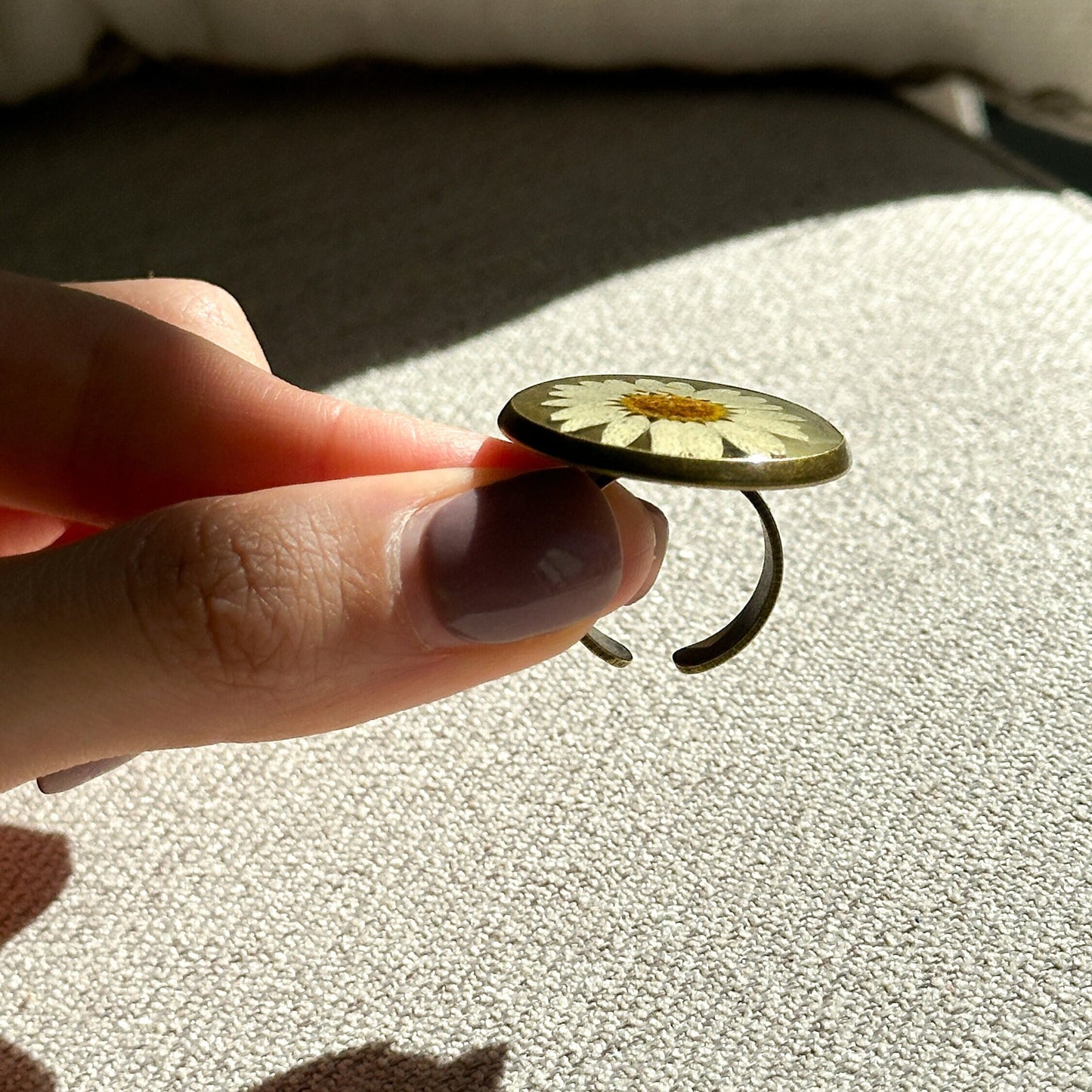 Real Pressed Flower Ring | Dainty Botanical Resin Jewelry | Nature Plant Ring | Vintage Ring Gift
