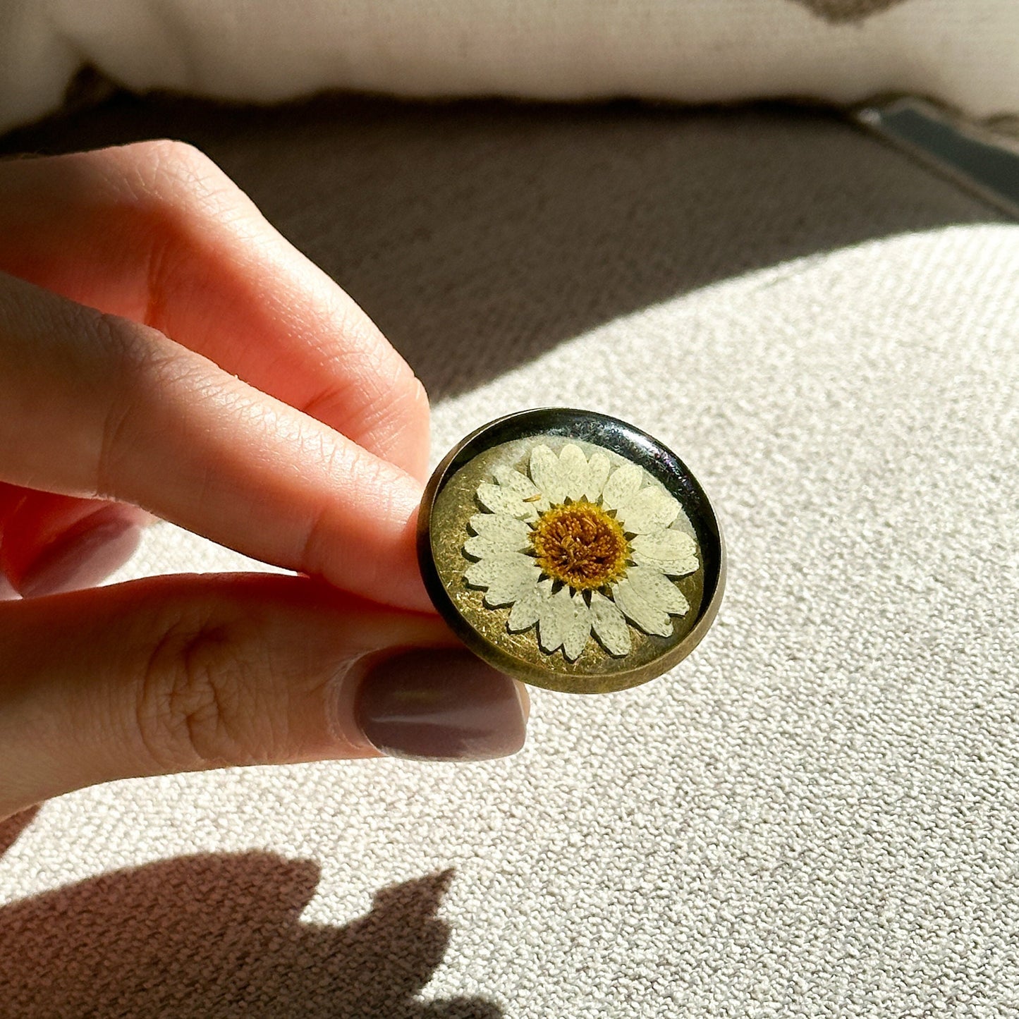 Real Pressed Flower Ring | Dainty Botanical Resin Jewelry | Nature Plant Ring | Vintage Ring Gift