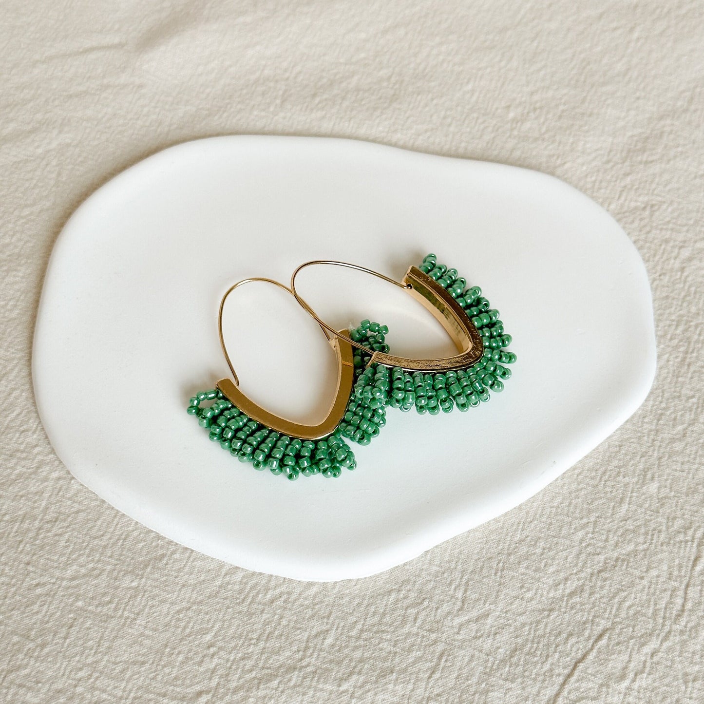 Beaded Tassel Drop Earrings | Hoop Earrings | Beaded Hoop Earrings | Dainty Earrings
