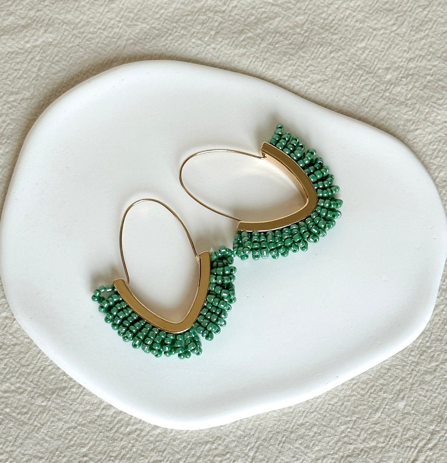 Beaded Tassel Drop Earrings | Hoop Earrings | Beaded Hoop Earrings | Dainty Earrings