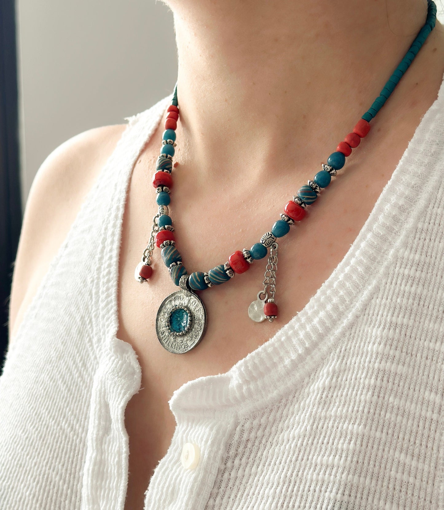 Queen Elizabeth Shilling Coin Pendant Necklace