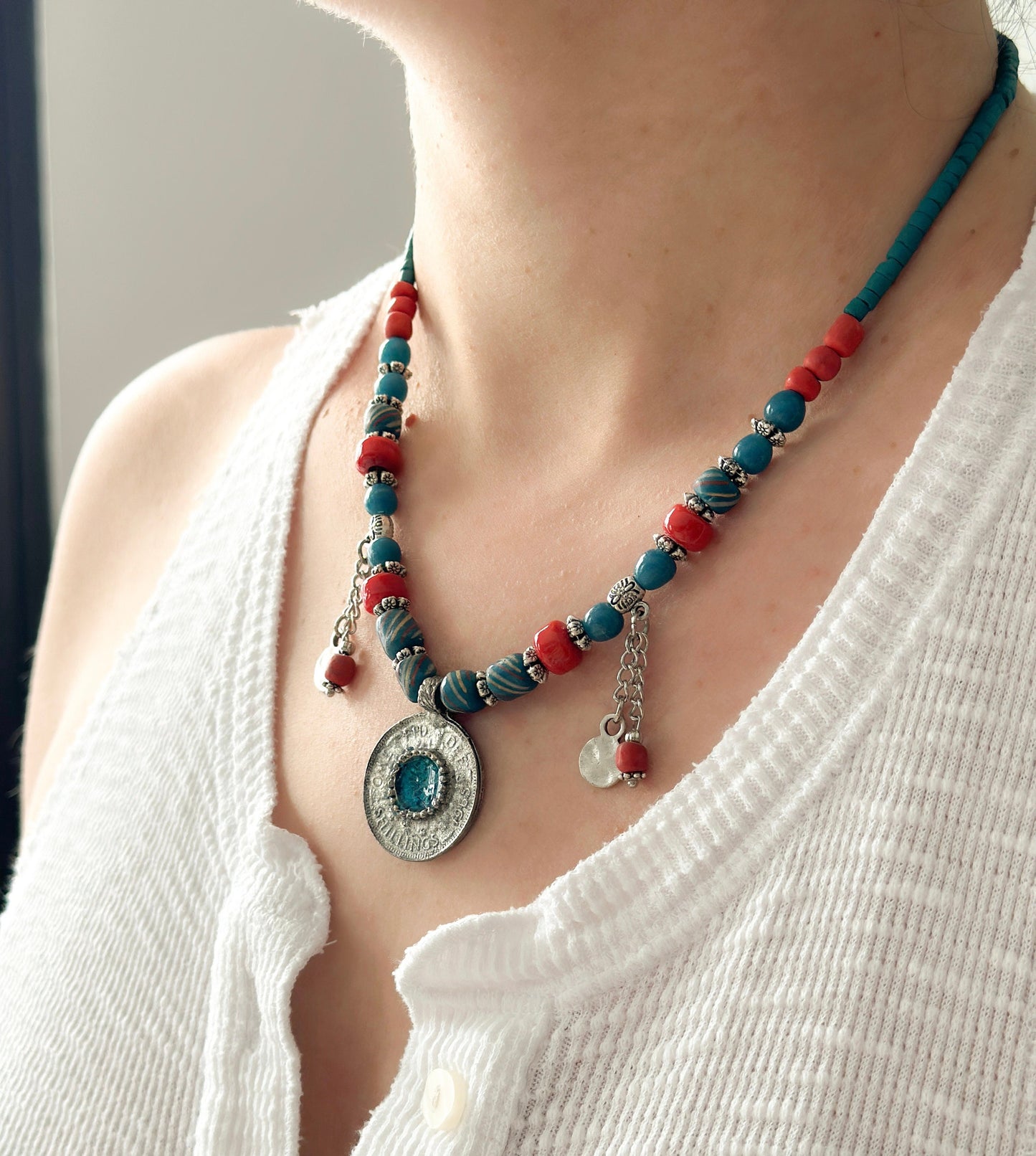 Queen Elizabeth Shilling Coin Pendant Necklace