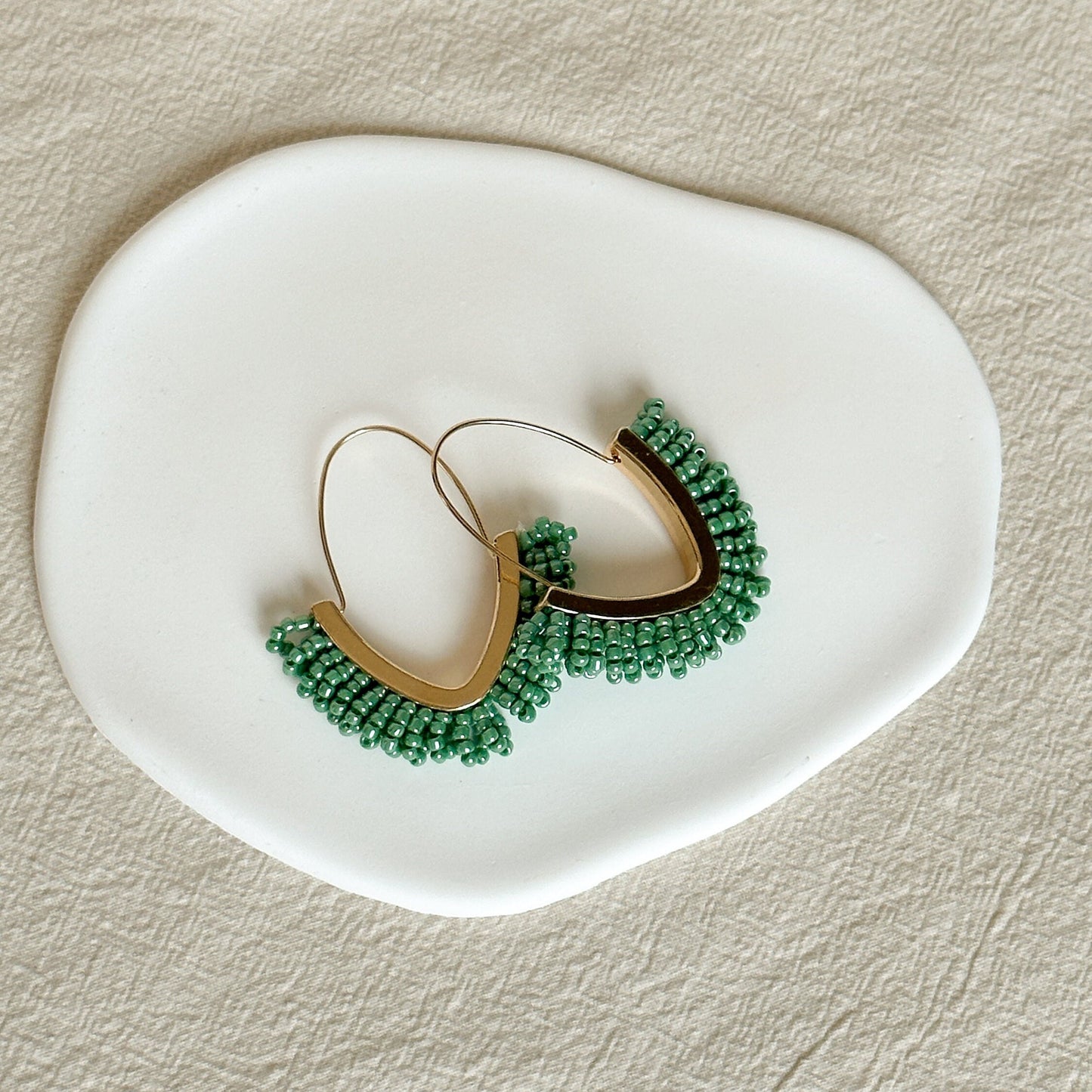 Beaded Tassel Drop Earrings | Hoop Earrings | Beaded Hoop Earrings | Dainty Earrings