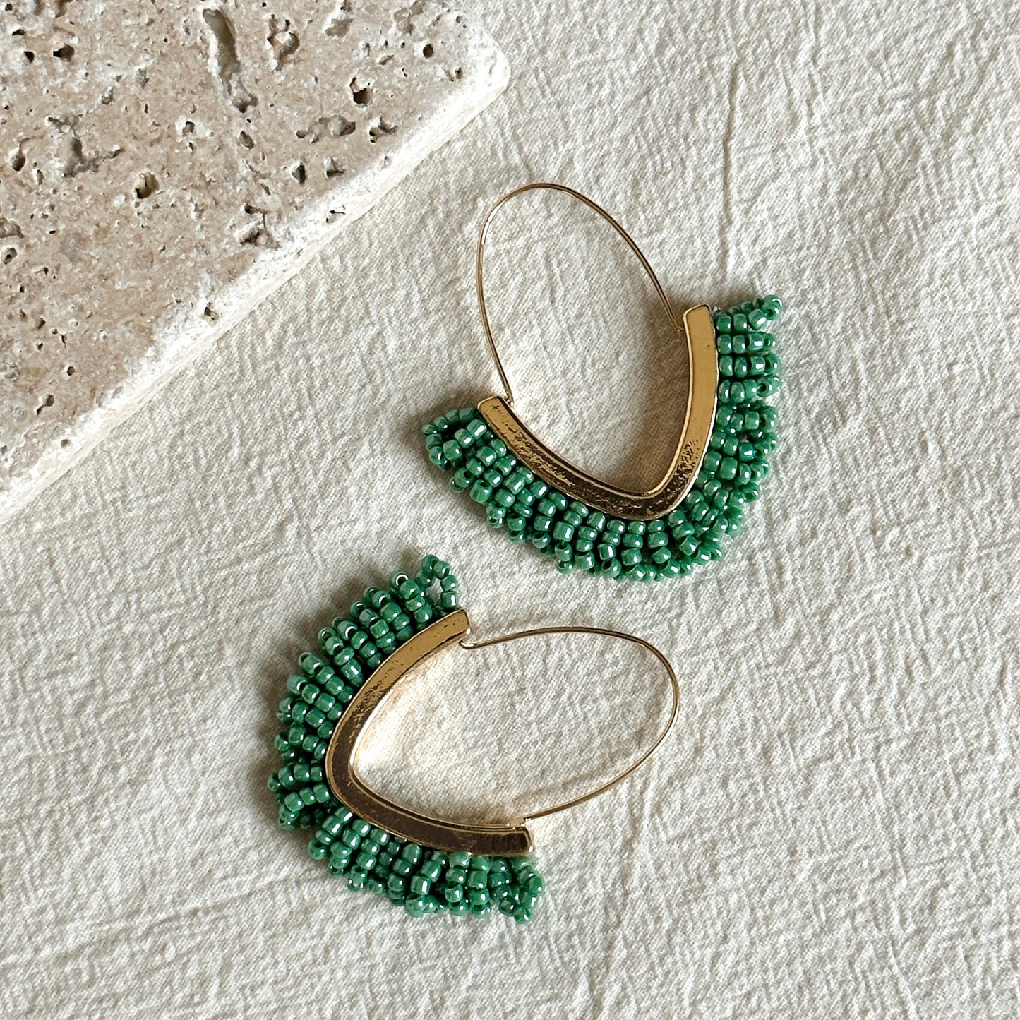 Beaded Tassel Drop Earrings | Hoop Earrings | Beaded Hoop Earrings | Dainty Earrings