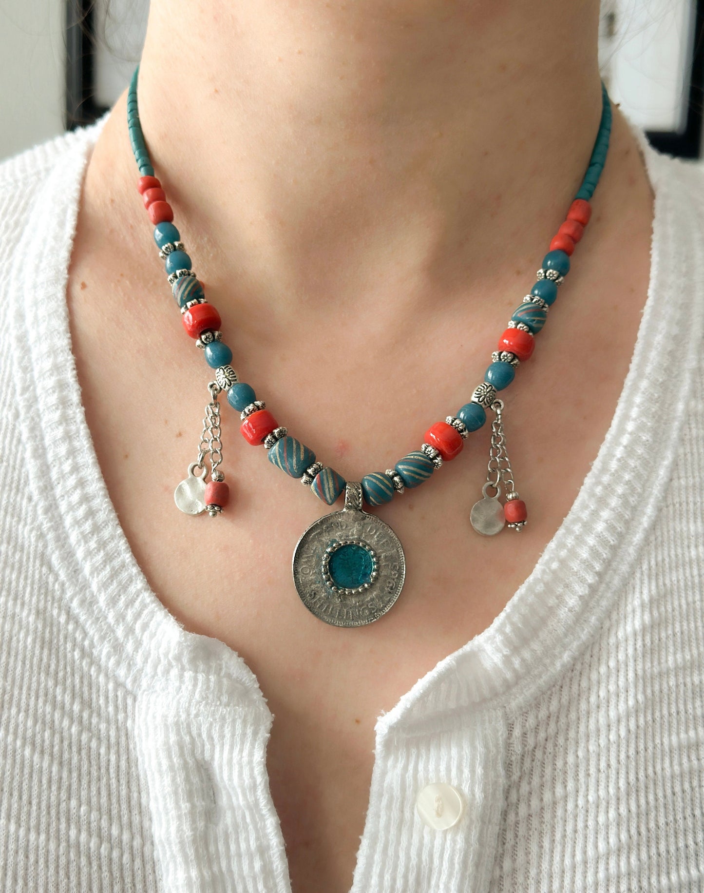 Queen Elizabeth Shilling Coin Pendant Necklace