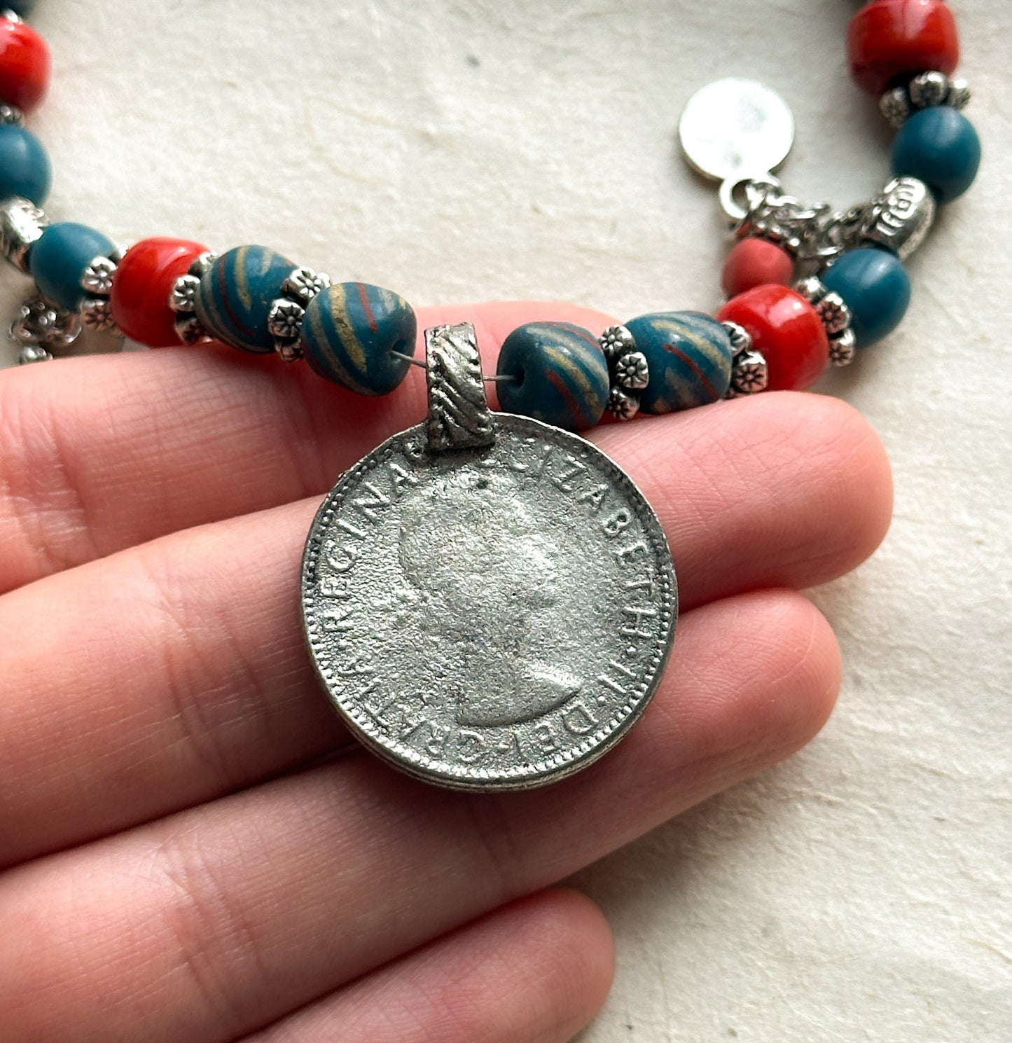 Queen Elizabeth Shilling Coin Pendant Necklace