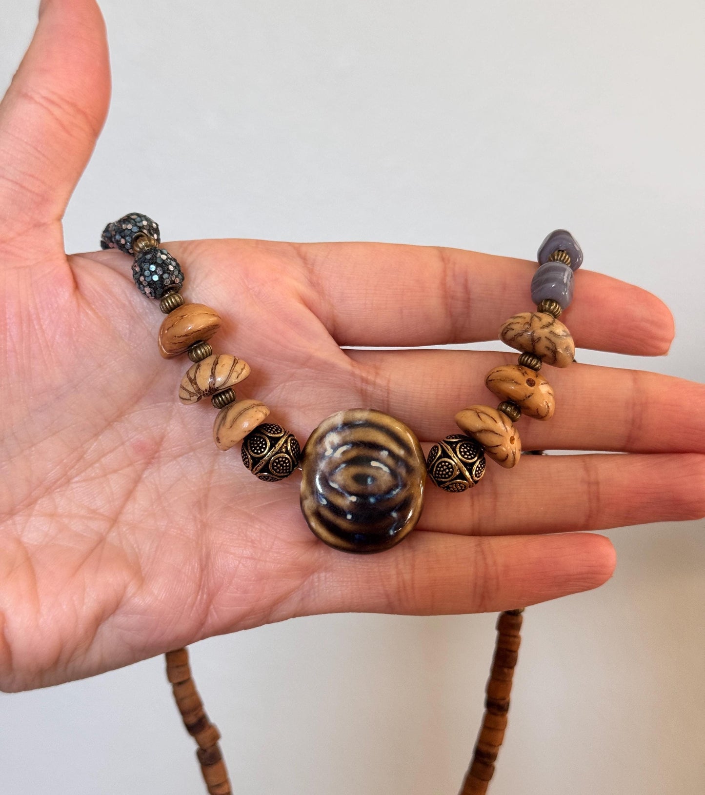 Evil Eye Stone Pendant Ethnic Design Boho Necklace | Tibetan Jewelry | Nepali Necklace | Gift for Women Ethnic Jewelry