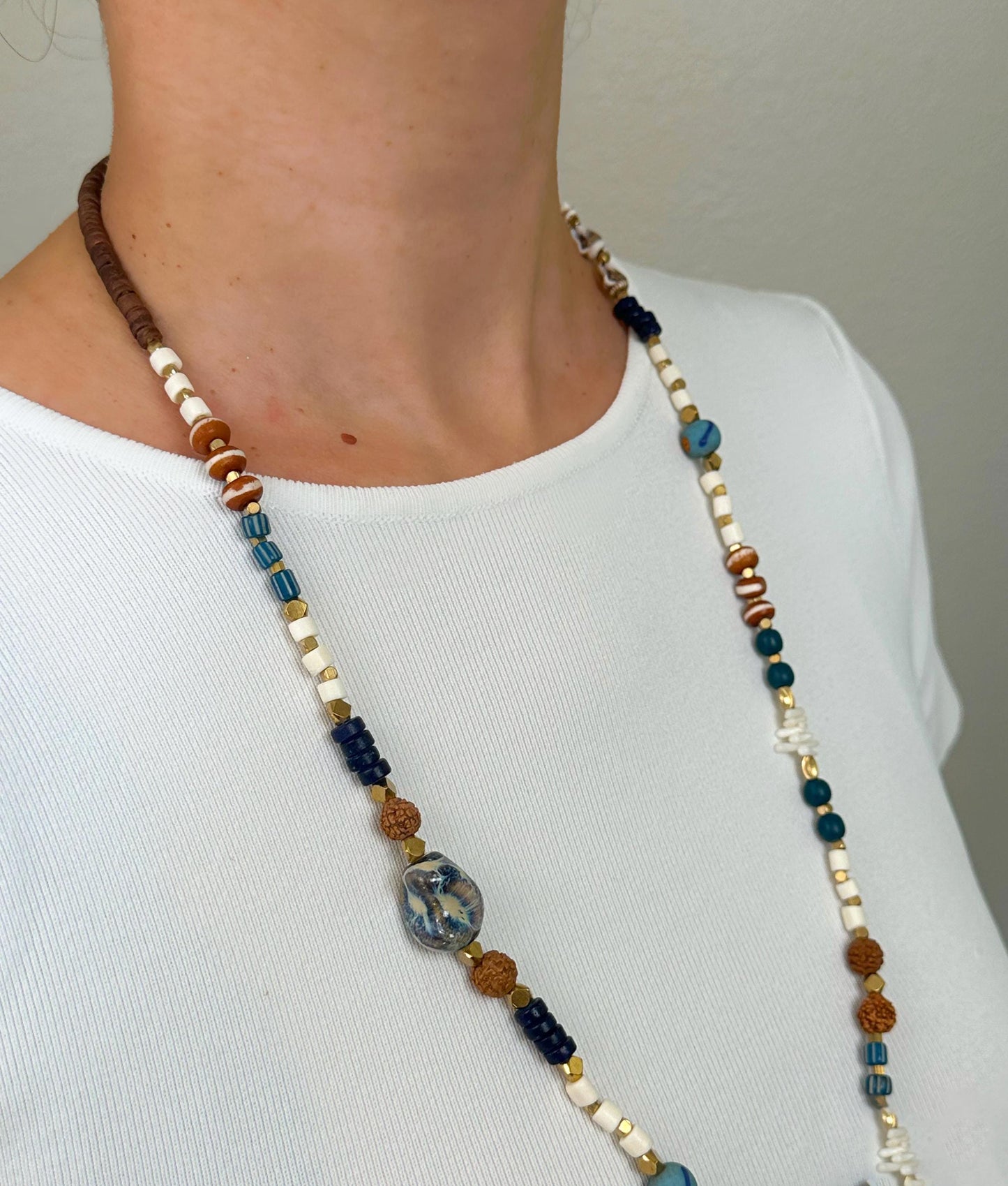 Seashell Beaded Long Ethnic Design Boho Necklace | Tibetan Jewelry | Nepali Necklace | Gift for Women Ethnic Jewelry