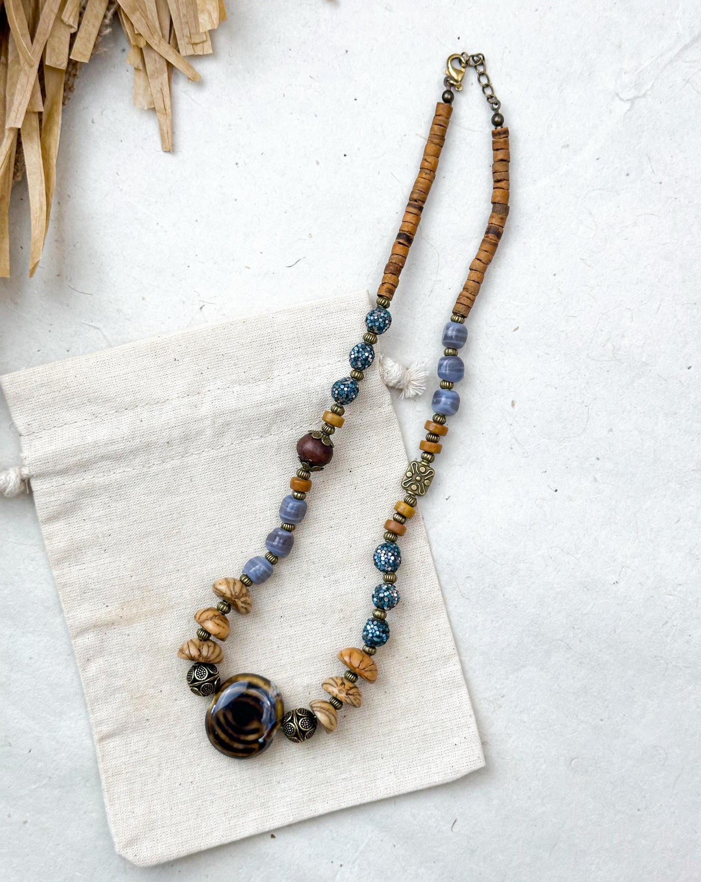 Evil Eye Stone Pendant Ethnic Design Boho Necklace | Tibetan Jewelry | Nepali Necklace | Gift for Women Ethnic Jewelry