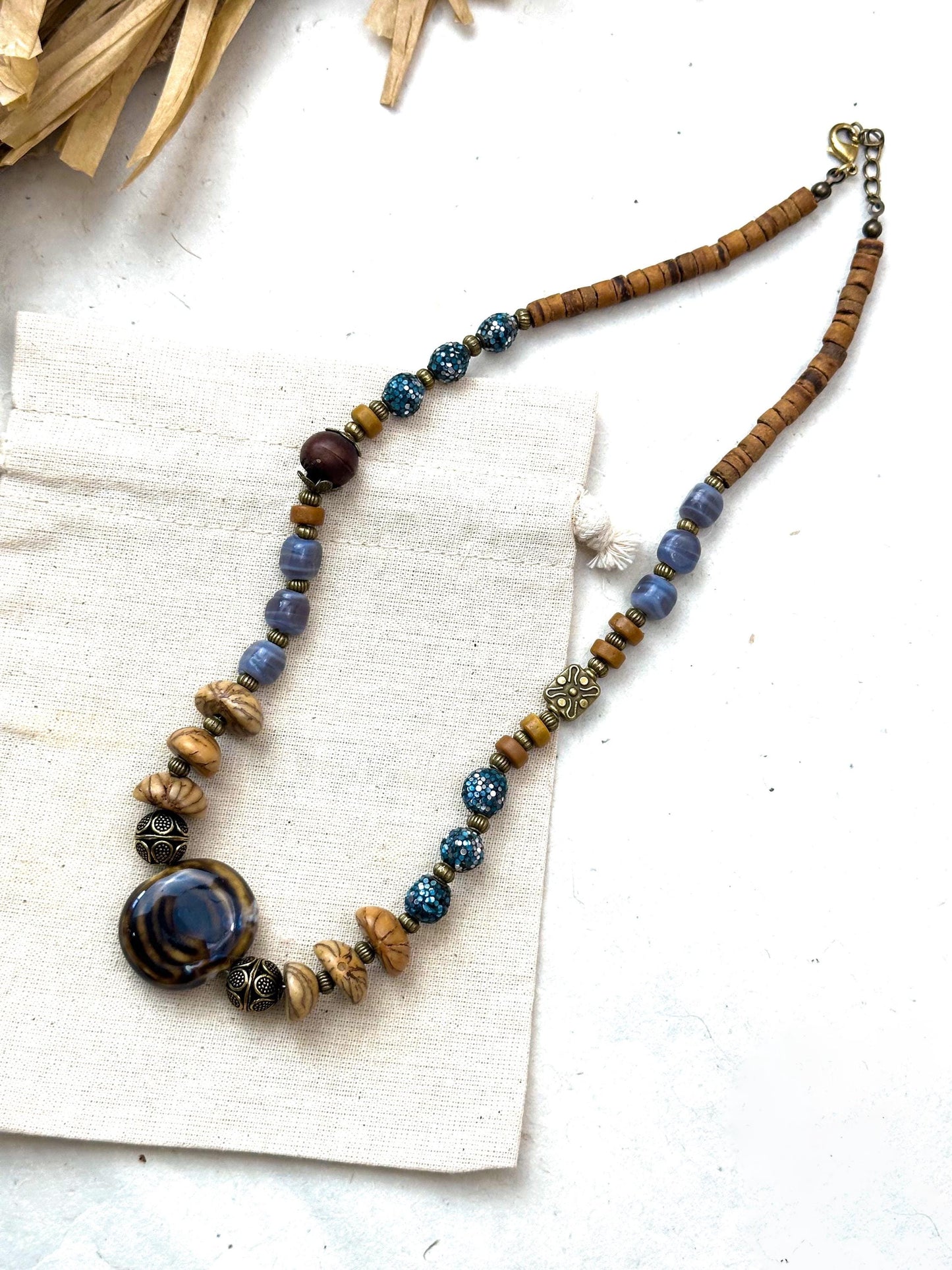 Evil Eye Stone Pendant Ethnic Design Boho Necklace | Tibetan Jewelry | Nepali Necklace | Gift for Women Ethnic Jewelry