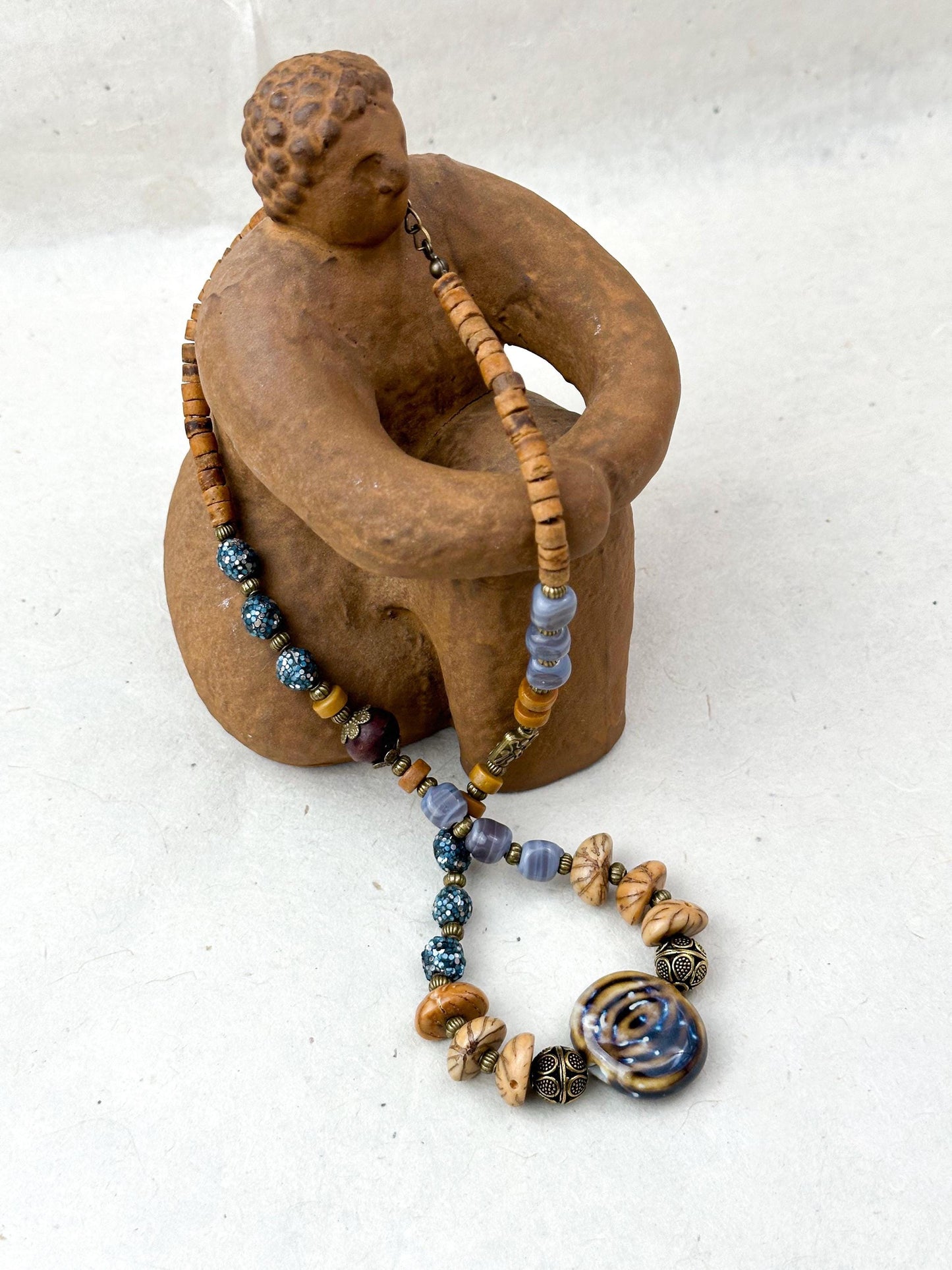 Evil Eye Stone Pendant Ethnic Design Boho Necklace | Tibetan Jewelry | Nepali Necklace | Gift for Women Ethnic Jewelry