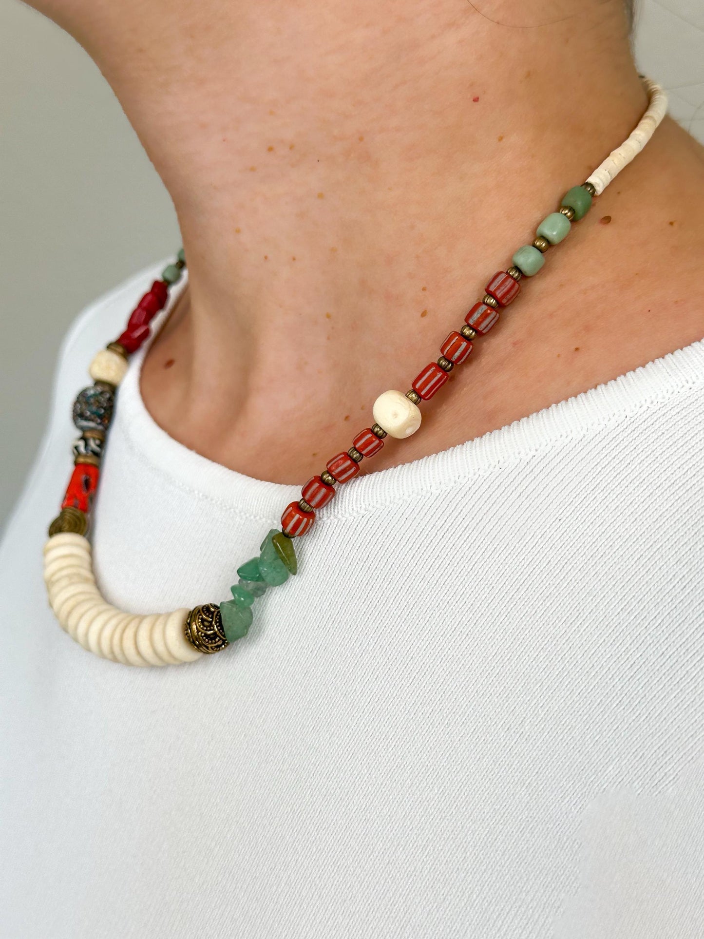 African Bead Ethnic Design Boho Necklace | Tibetan Jewelry | Nepali Necklace | Gift for Women Ethnic Jewelry