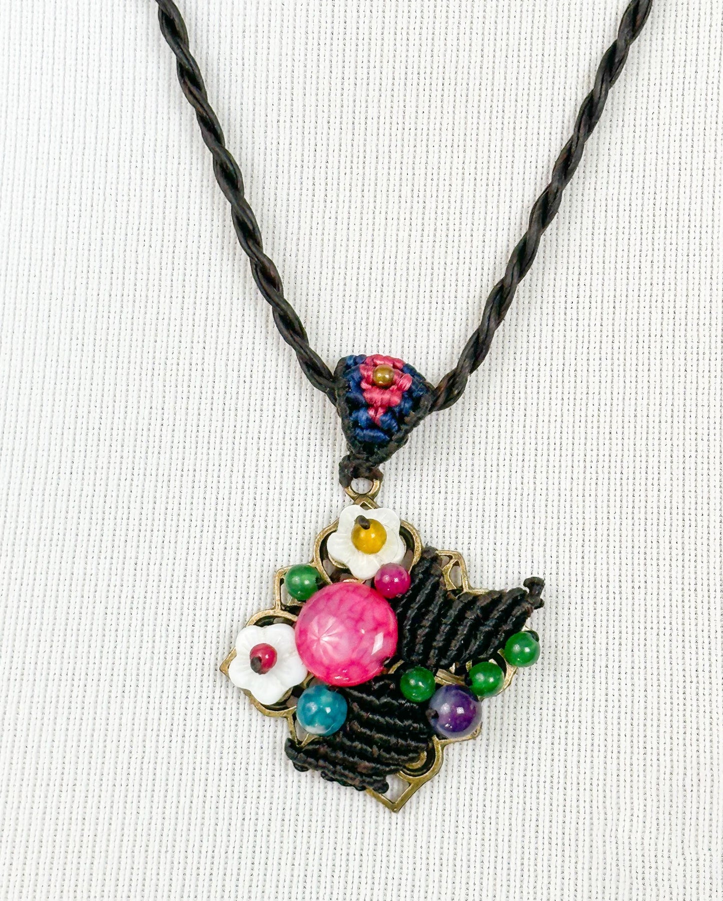 Crocheted Pendant Ethnic Design Boho Necklace | Tibetan Jewelry | Nepali Necklace | Gift for Women Ethnic Jewelry