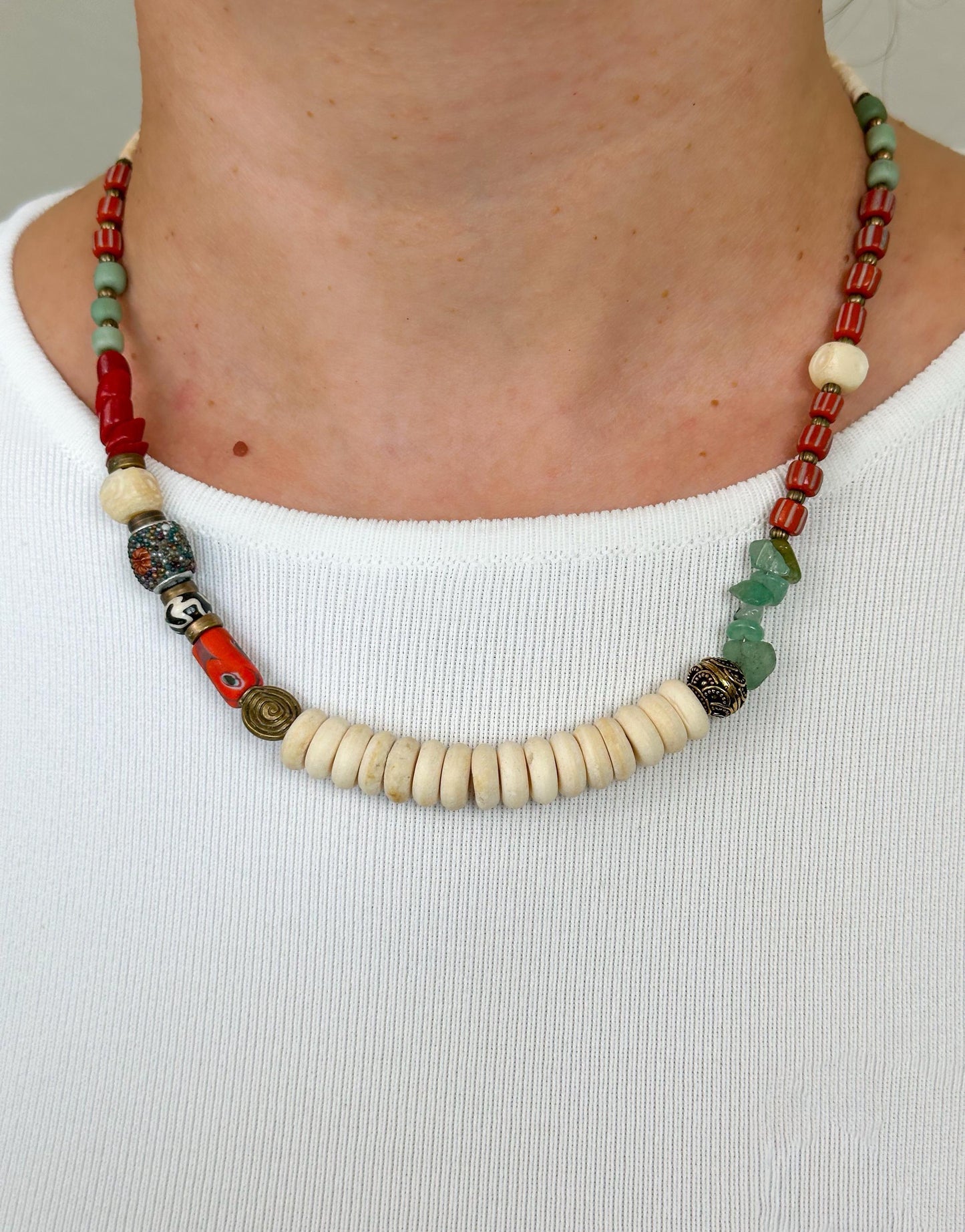 African Bead Ethnic Design Boho Necklace | Tibetan Jewelry | Nepali Necklace | Gift for Women Ethnic Jewelry