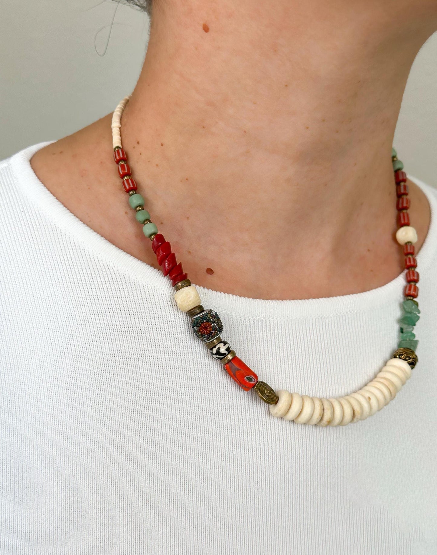 African Bead Ethnic Design Boho Necklace | Tibetan Jewelry | Nepali Necklace | Gift for Women Ethnic Jewelry