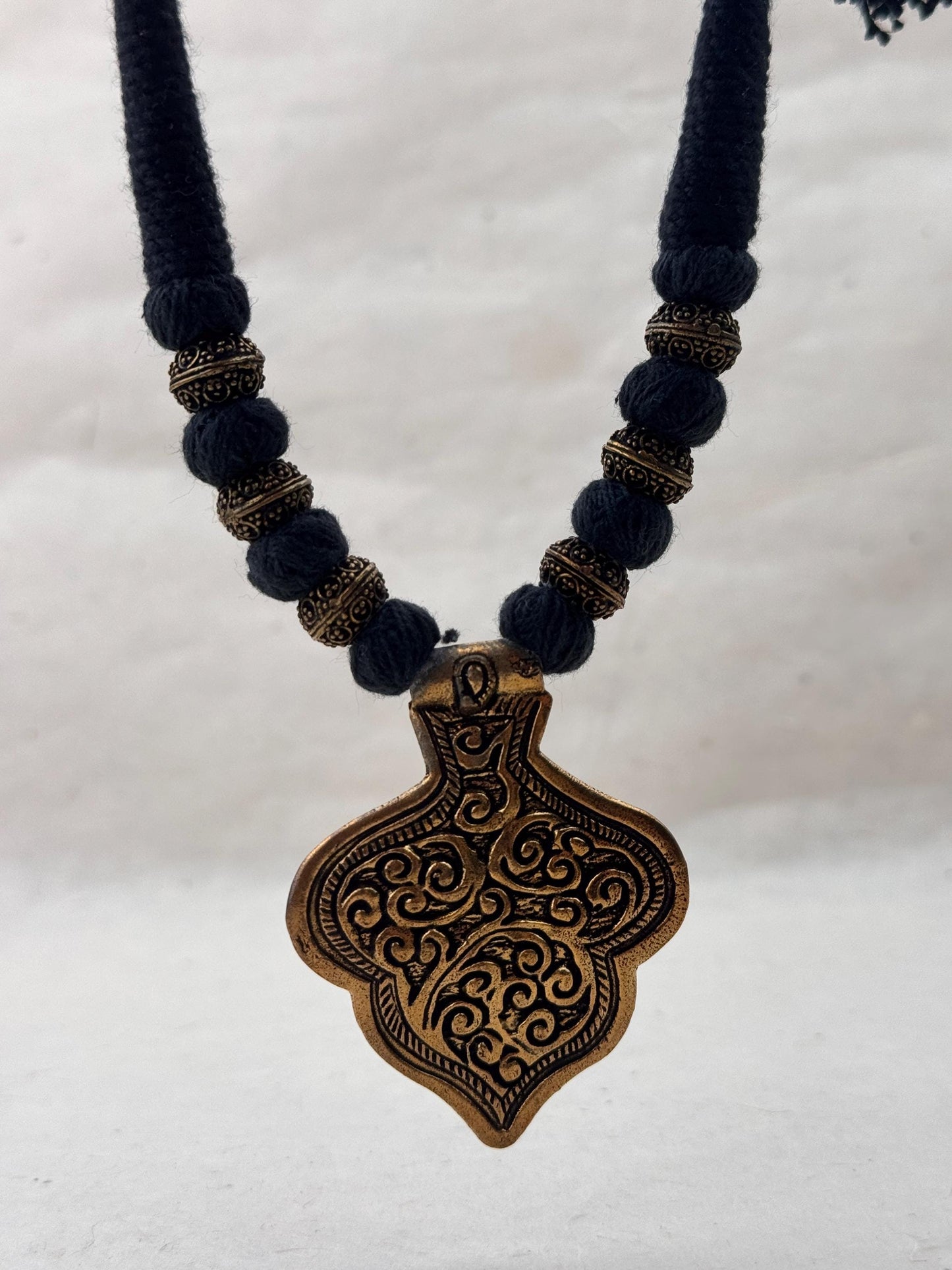 Vintage Dark Academia Necklace | Gift for Women Ethnic Jewelry | Black Gold Nepali Necklace | Ethnic Design Necklace | Tibetan Jewelry