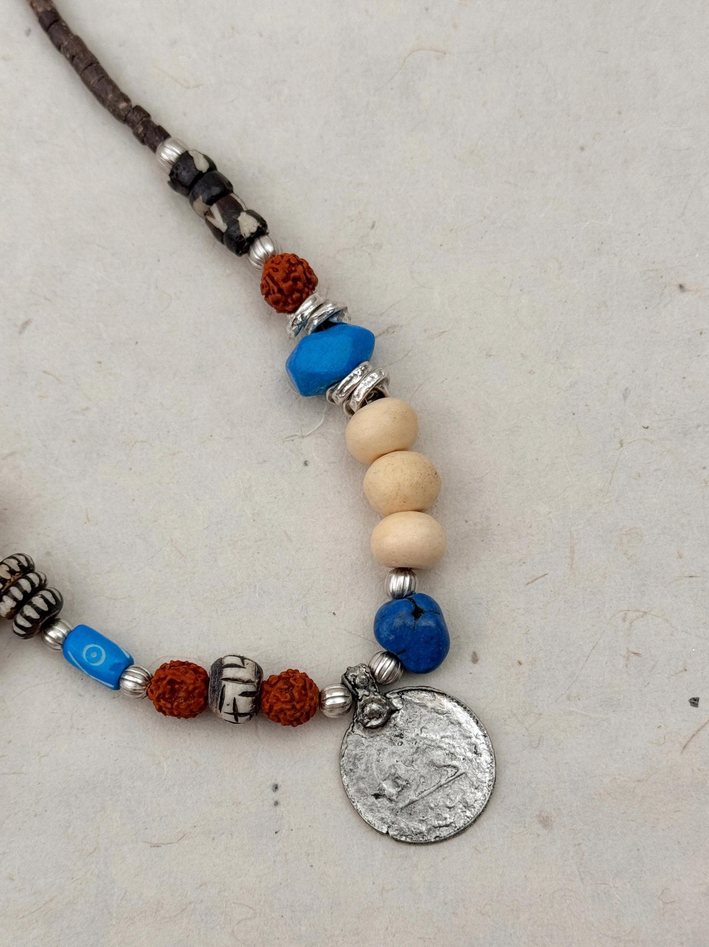 Shilling Coin Pendant with Blue Tassel Necklace | Nepali Necklace |Ethnic Design Boho Necklace|Tibetan Jewelry|Gift for Women Ethnic Jewelry