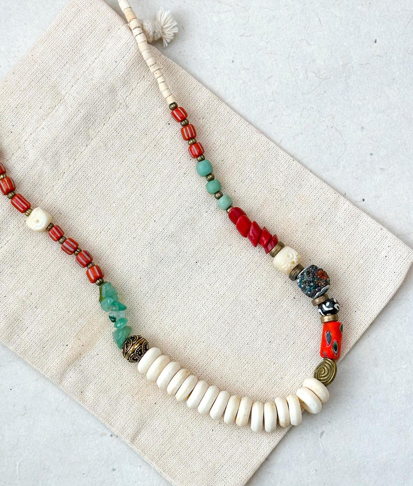 African Bead Ethnic Design Boho Necklace | Tibetan Jewelry | Nepali Necklace | Gift for Women Ethnic Jewelry