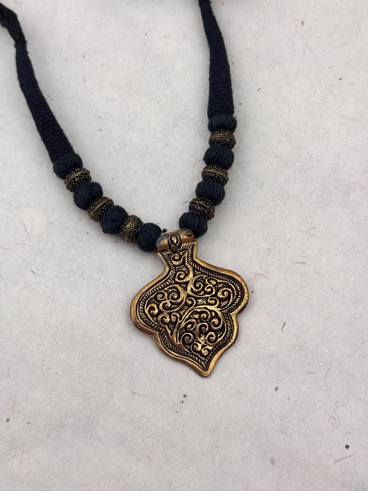 Vintage Dark Academia Necklace | Gift for Women Ethnic Jewelry | Black Gold Nepali Necklace | Ethnic Design Necklace | Tibetan Jewelry