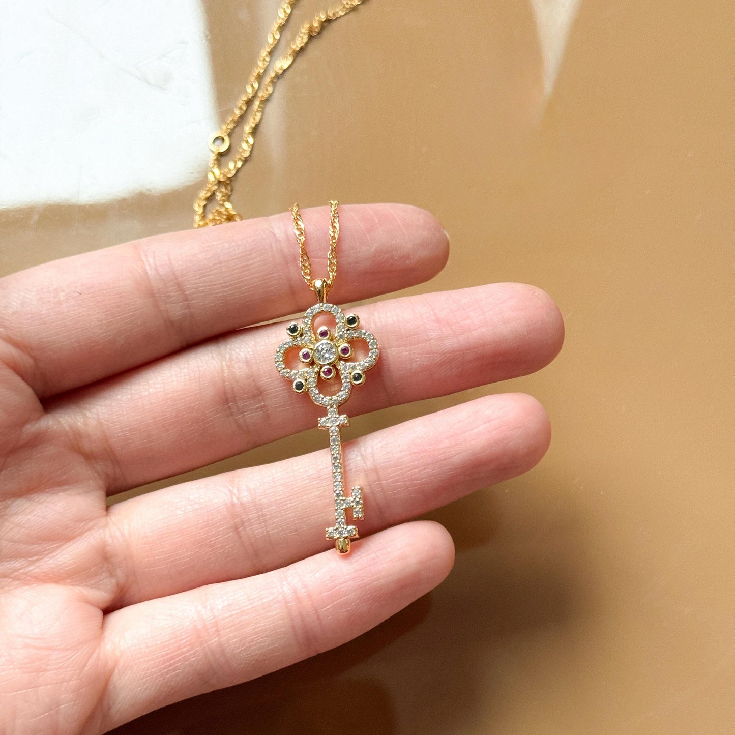 Alice's Key Necklace Gifts for Her | Gold Necklace Dainty Alice's Key Jewelry | Tiny Gold Key Charm Necklace | Bridesmaid Gift
