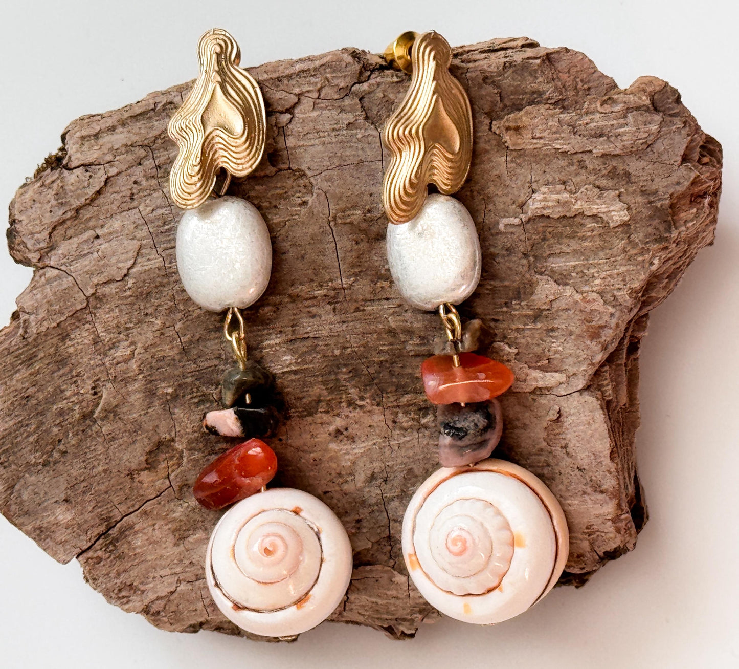 Sea Shell Bead Drop Earrings | Beaded Simple Drop Earrings | Daily Wear Earrings | Dainty Earrings | Boho Vintage Earrings