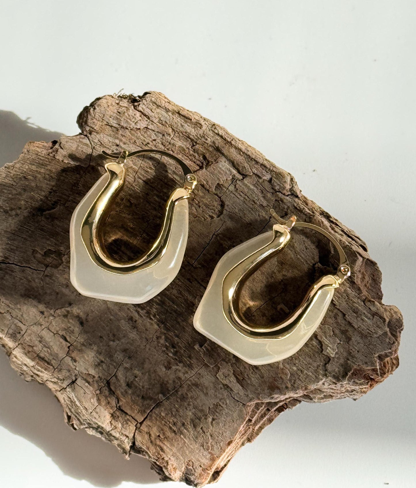 White Retro Hoop Earrings | Pink Simple Hoop Earrings | U-Shape Hoop Earrings | Dainty Earrings | Boho Vintage Earrings