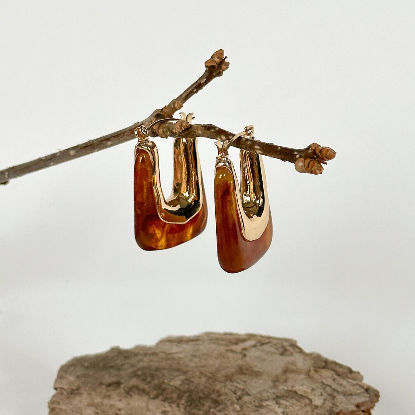 Coffee Brown Retro Hoop Earrings