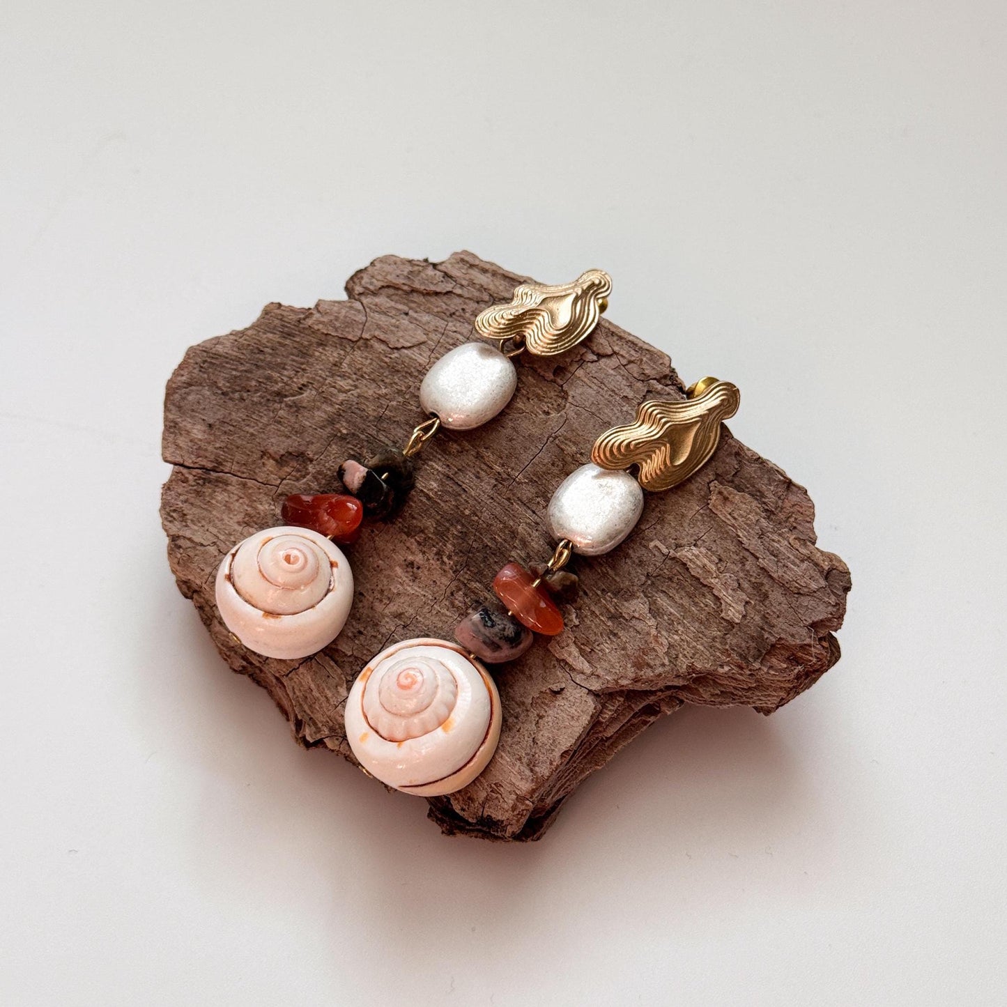 Sea Shell Bead Drop Earrings | Beaded Simple Drop Earrings | Daily Wear Earrings | Dainty Earrings | Boho Vintage Earrings