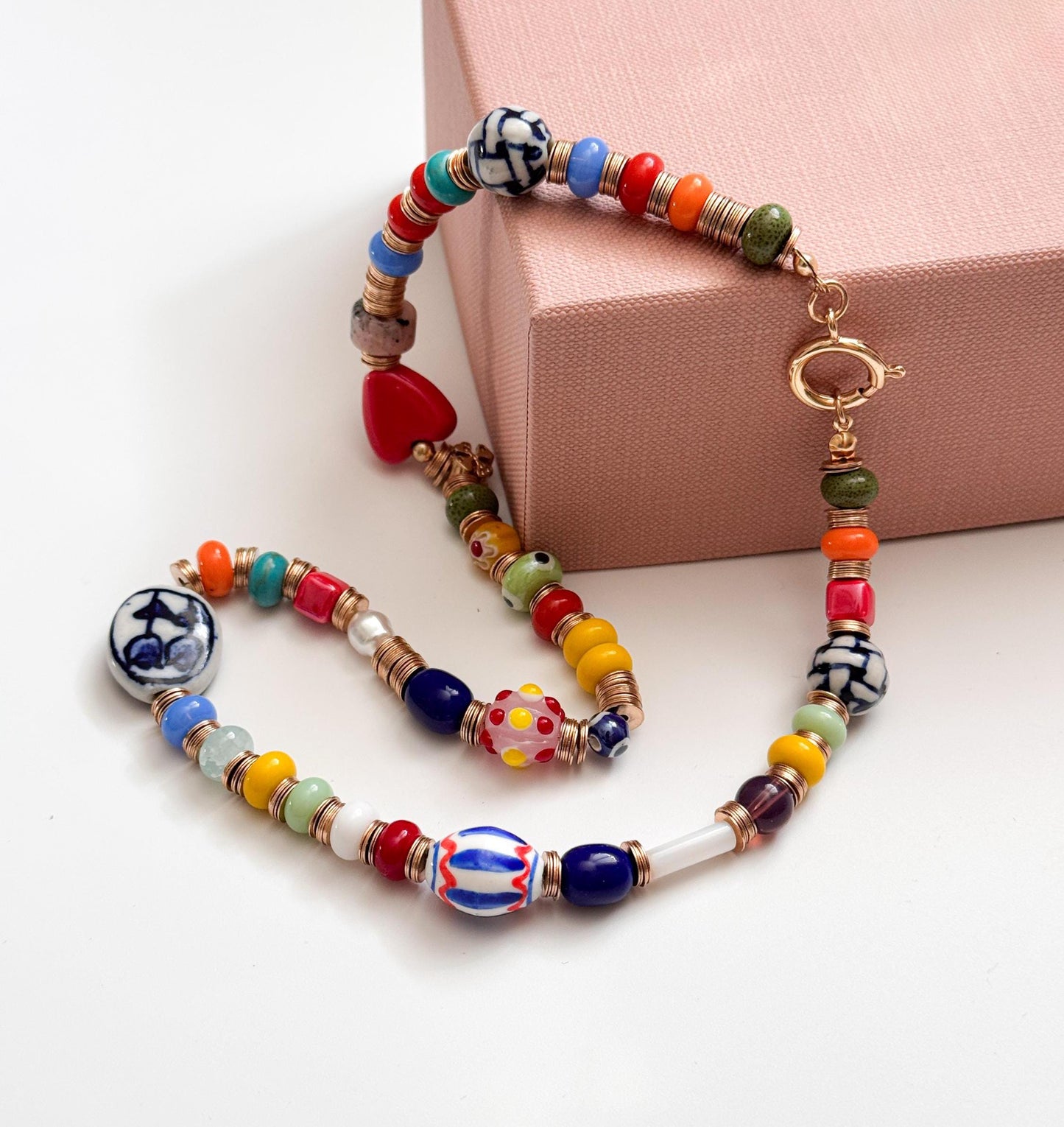 Colorful Glass Beads Necklace | Daily Accessories for Men and Women | Hand Drawing Beaded Necklace | Gift for Women Jewelry