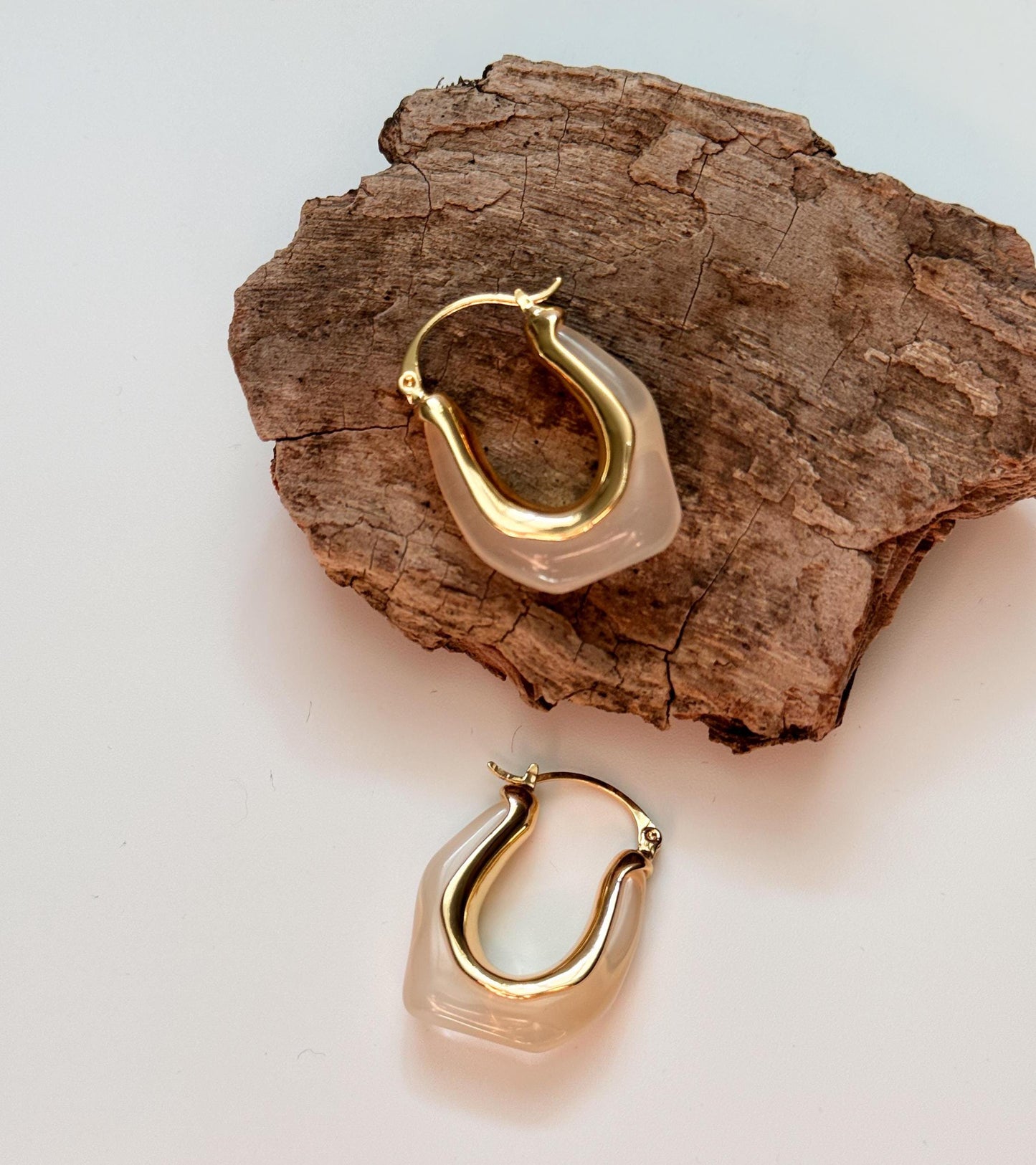 White Retro Hoop Earrings | Pink Simple Hoop Earrings | U-Shape Hoop Earrings | Dainty Earrings | Boho Vintage Earrings