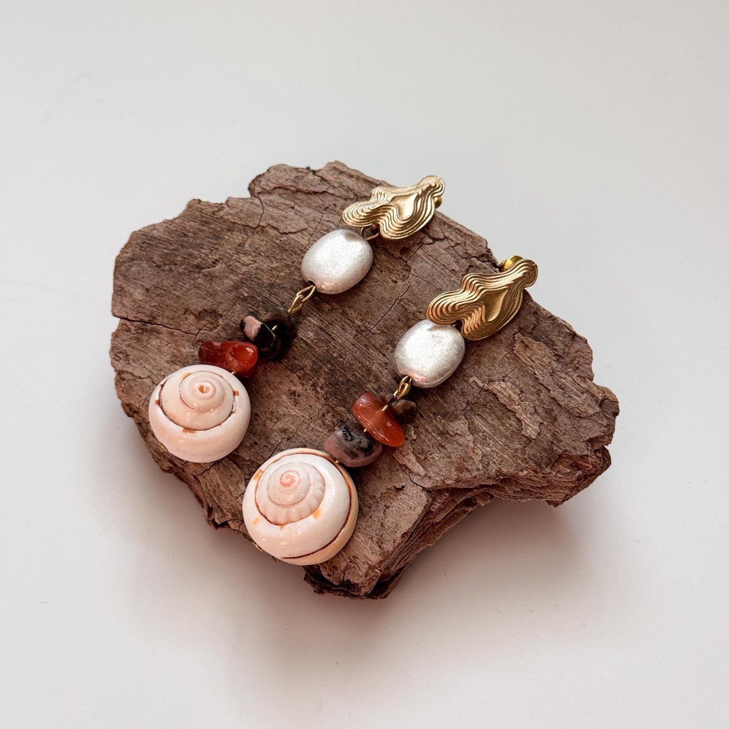 Sea Shell Bead Drop Earrings | Beaded Simple Drop Earrings | Daily Wear Earrings | Dainty Earrings | Boho Vintage Earrings