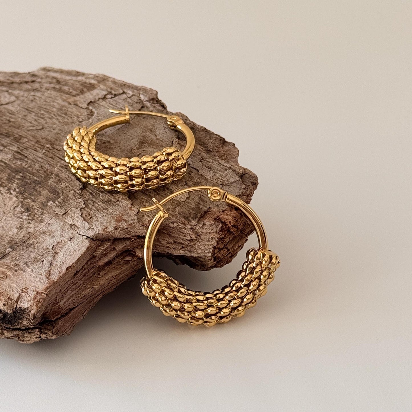 Gold Plated Filigree Hollow Hoop Earrings