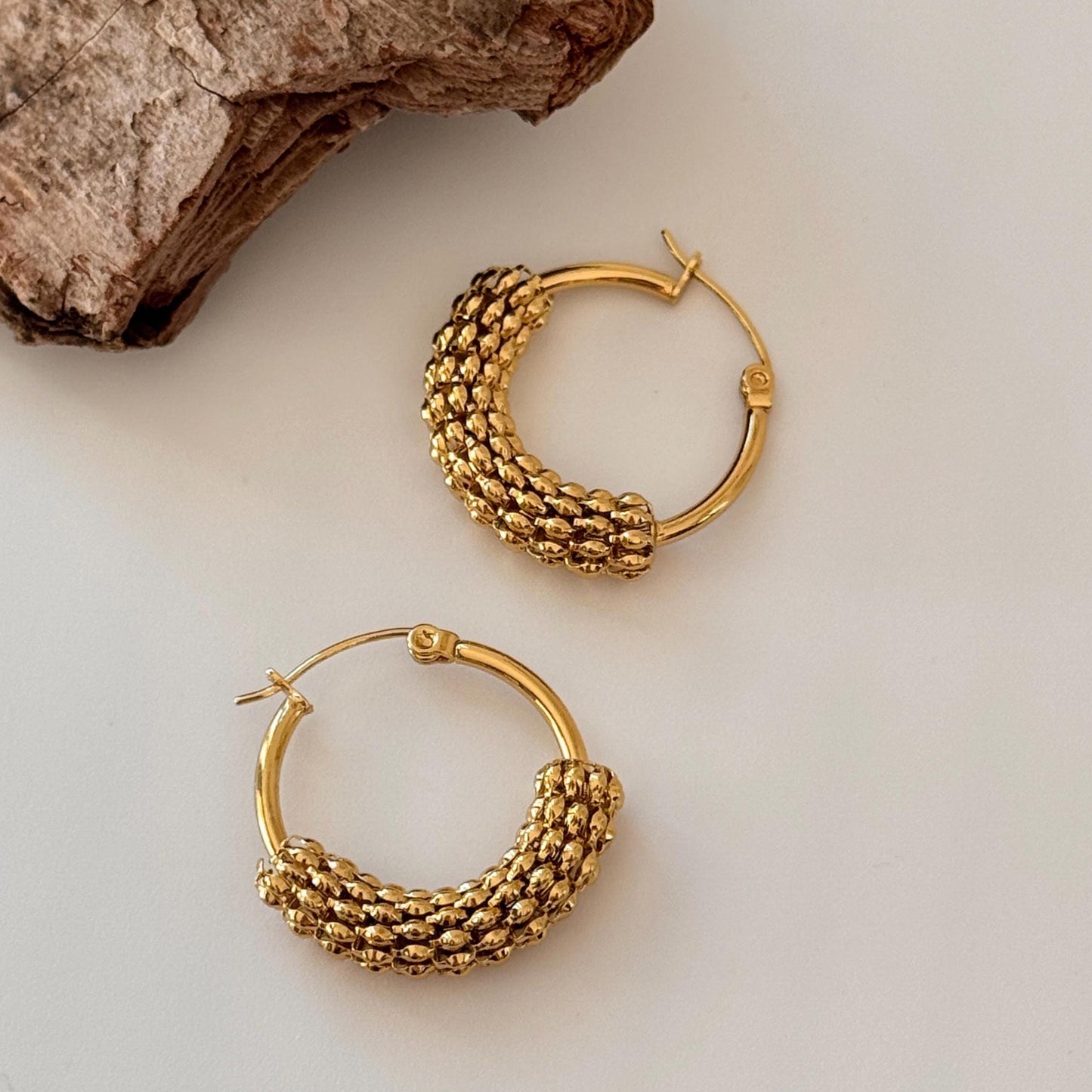 Gold Plated Filigree Hollow Hoop Earrings