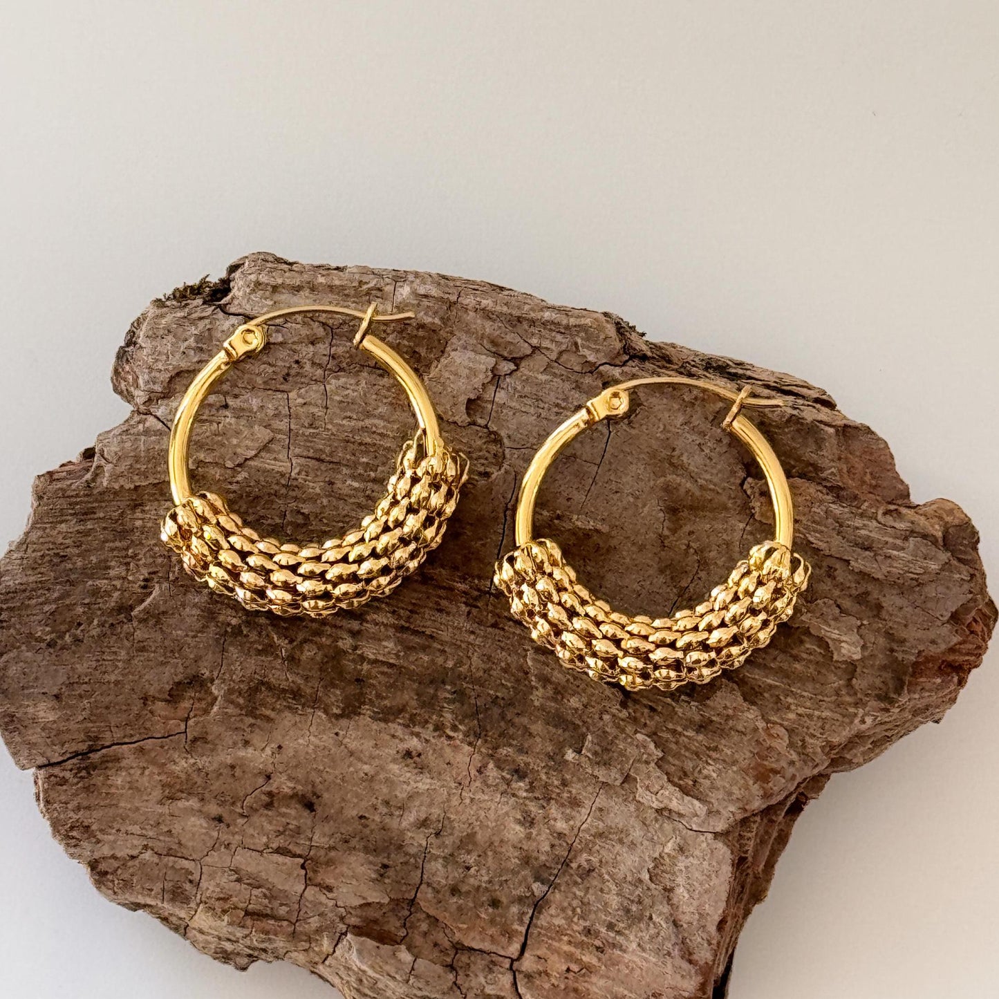 Gold Plated Filigree Hollow Hoop Earrings