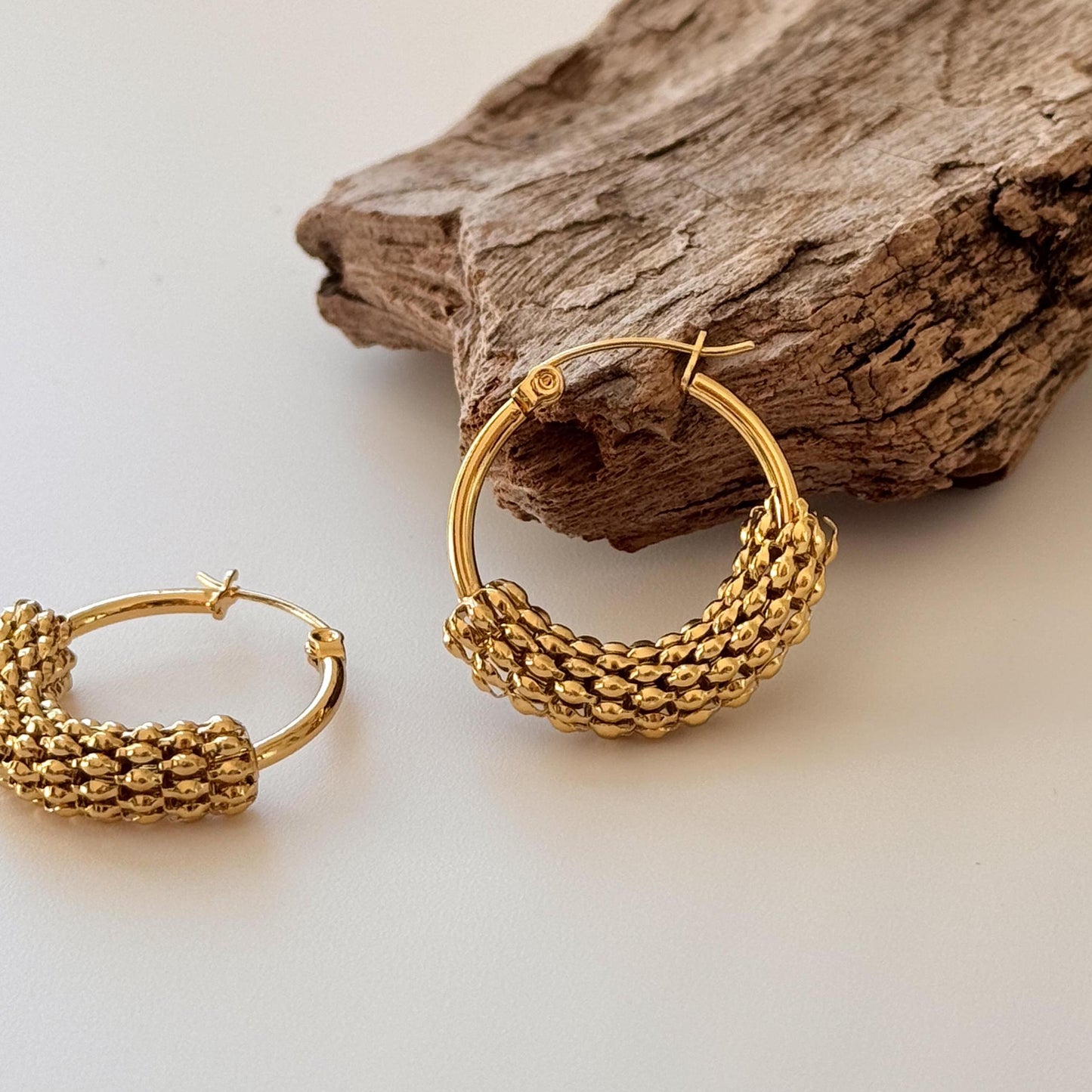 Gold Plated Filigree Hollow Hoop Earrings