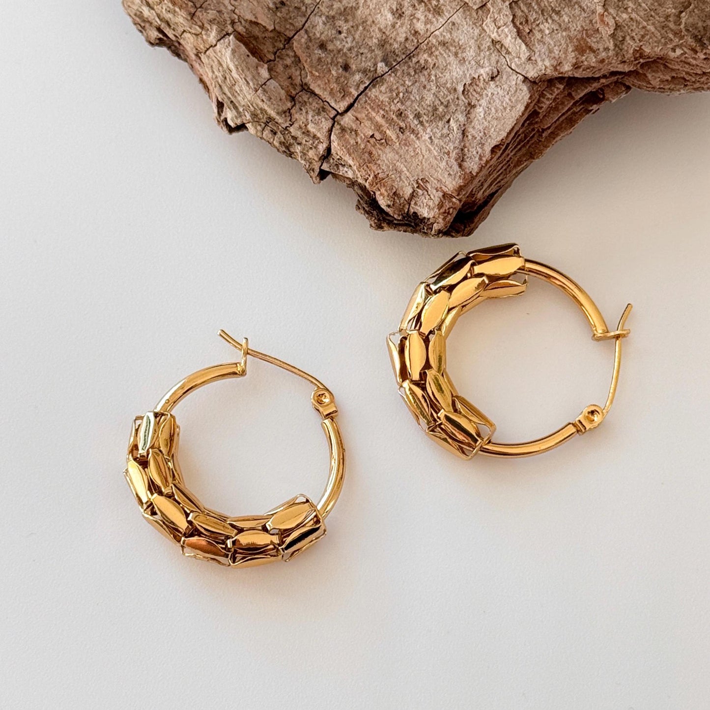 Gold Plated Hollow Hoop Earrings | Filigree Hoop Earrings | American Style Hoop Earrings | Dainty Earrings | Boho Vintage Earrings
