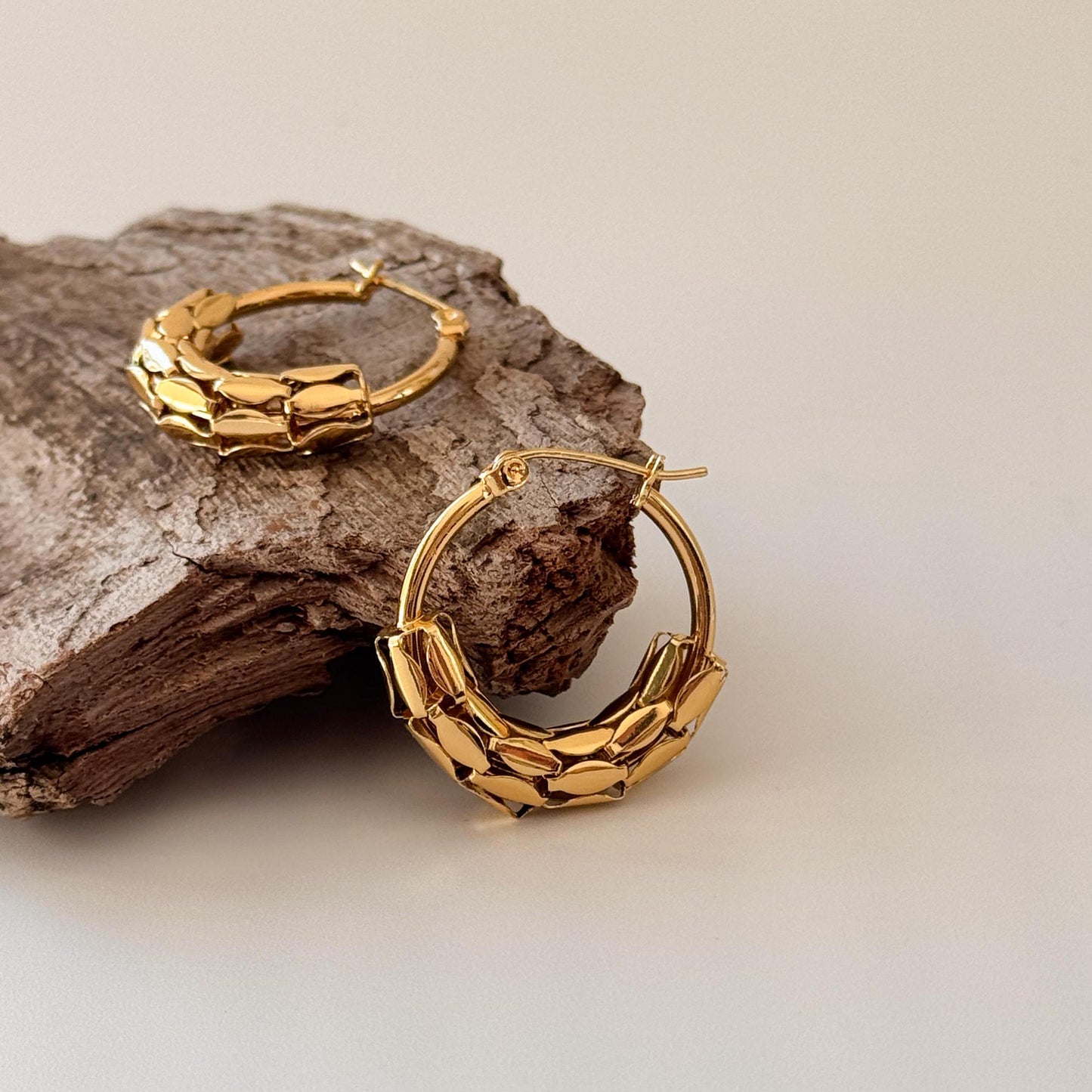 Gold Plated Hollow Hoop Earrings | Filigree Hoop Earrings | American Style Hoop Earrings | Dainty Earrings | Boho Vintage Earrings