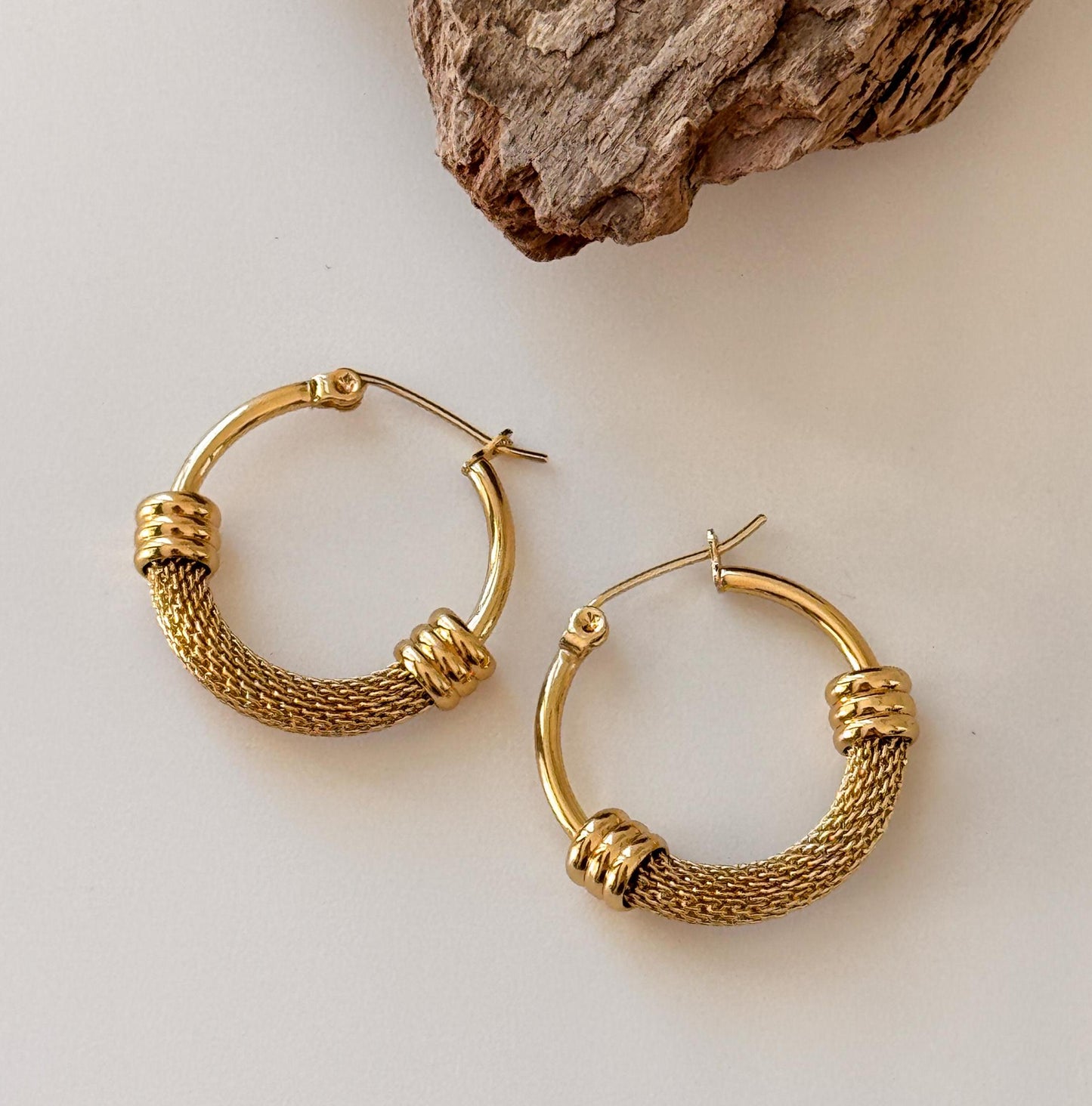Gold Plated Hollow Hoop Earrings | Filigree Hoop Earrings | Chunky Hoop Earrings | Dainty Earrings | Boho Vintage Earrings
