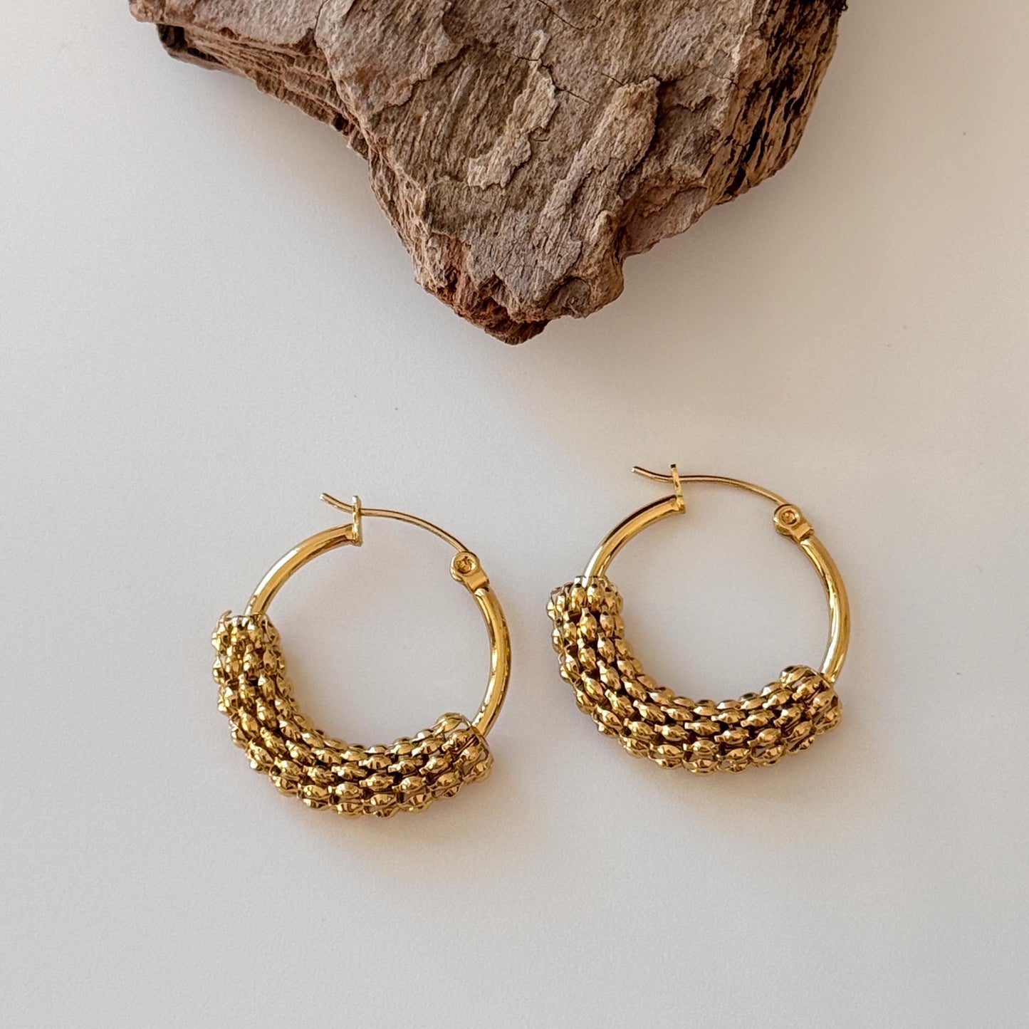 Gold Plated Filigree Hollow Hoop Earrings