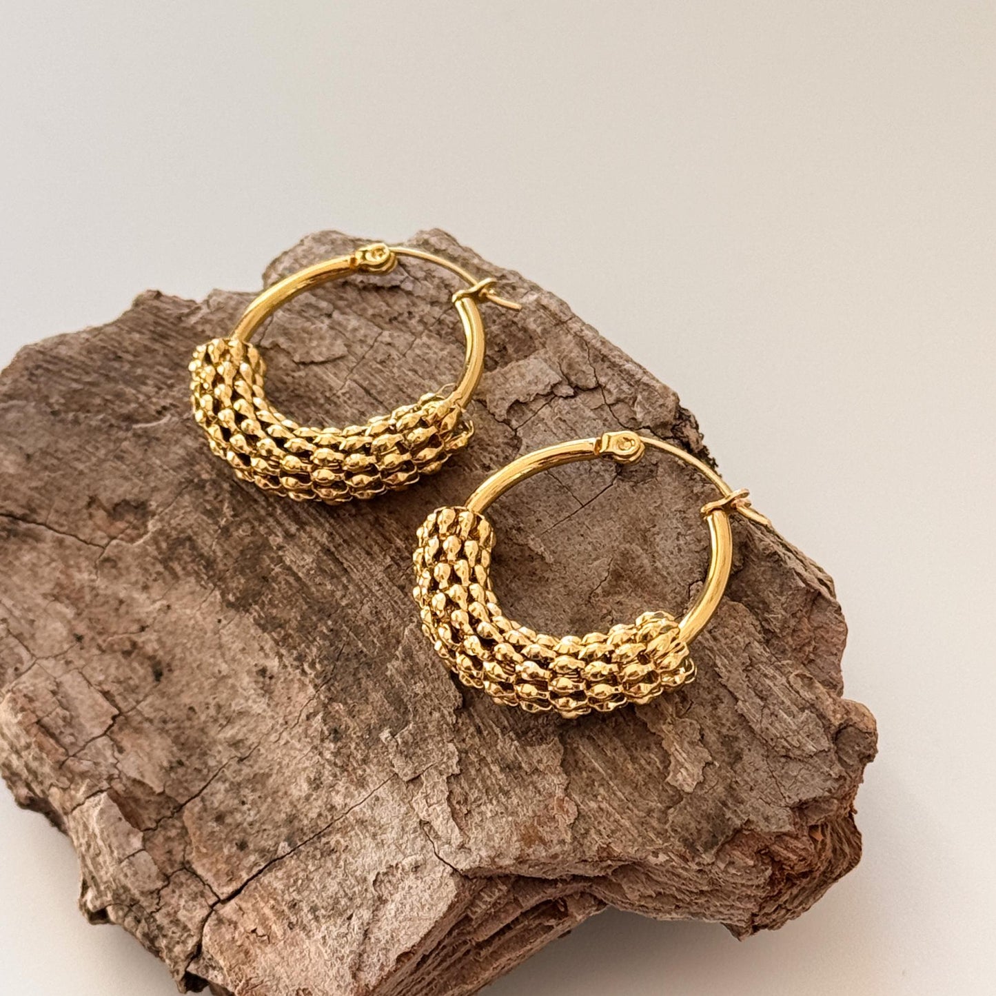 Gold Plated Filigree Hollow Hoop Earrings