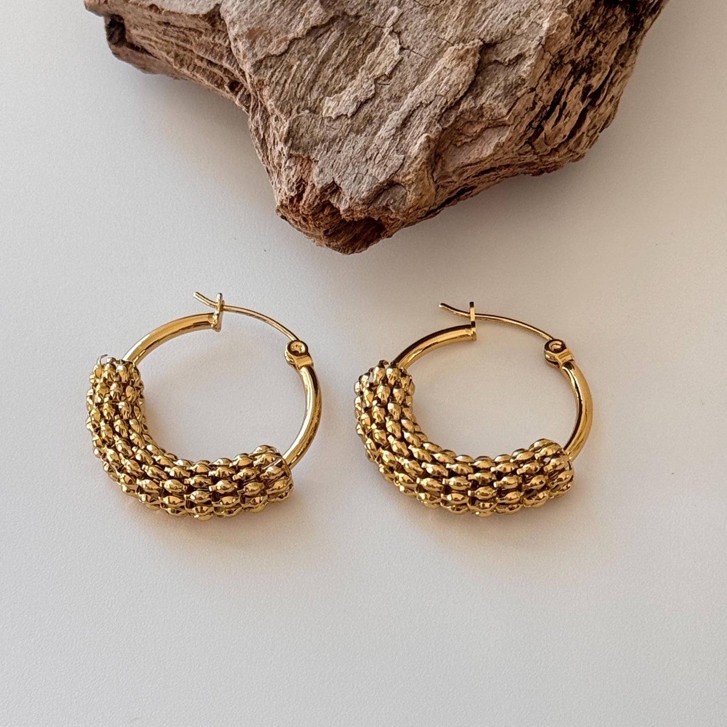 Gold Plated Filigree Hollow Hoop Earrings