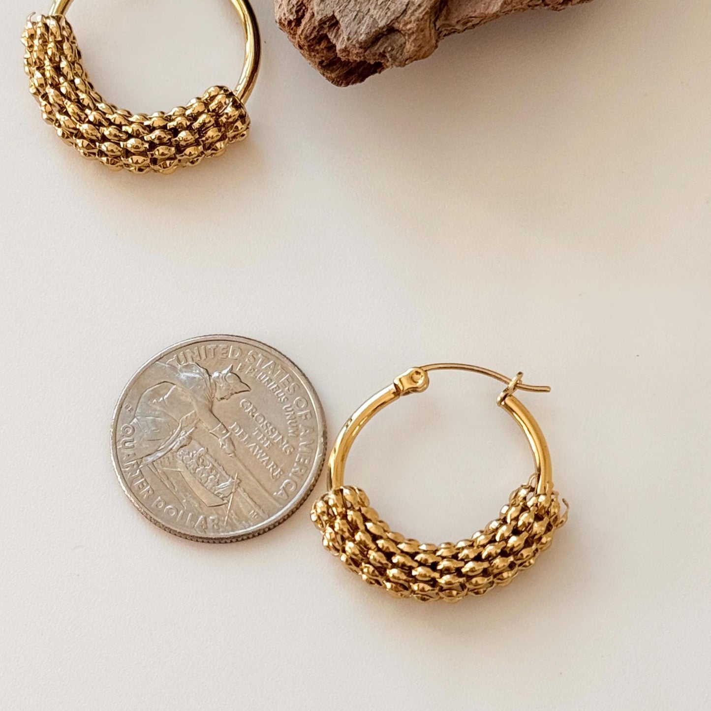Gold Plated Filigree Hollow Hoop Earrings