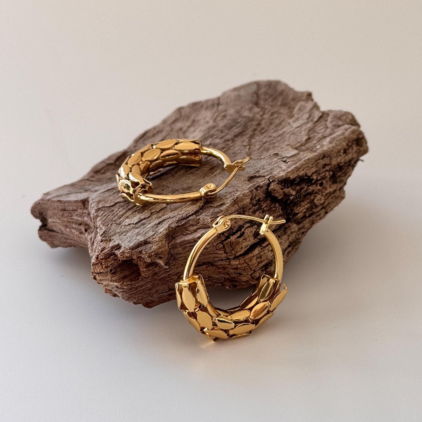 Gold Plated Hollow Hoop Earrings | Filigree Hoop Earrings | American Style Hoop Earrings | Dainty Earrings | Boho Vintage Earrings