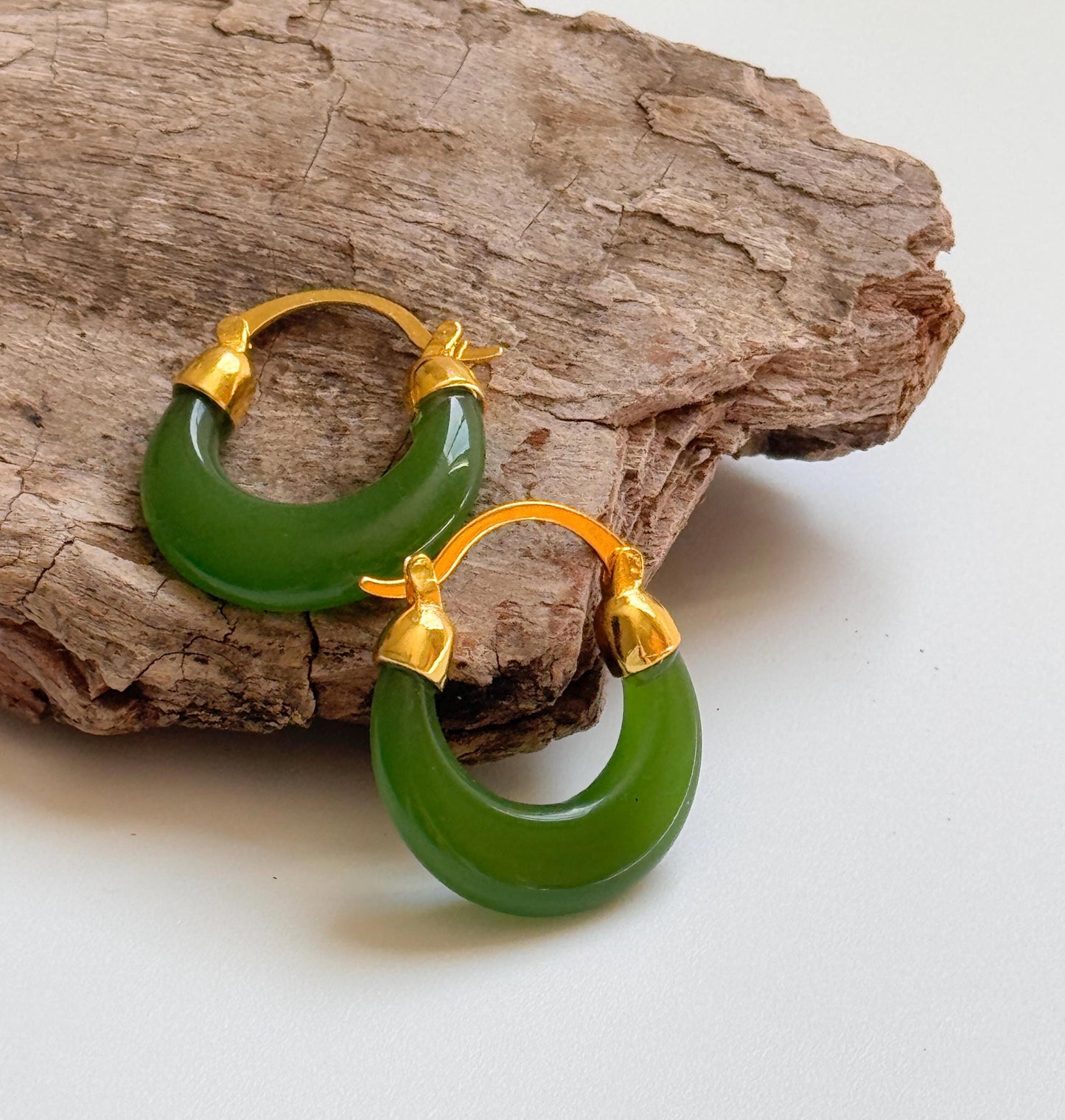 Green Round Hoop Earrings | Green Simple Hoop Earrings | Retro Hoop Earrings | Dainty Earrings | Boho Vintage Earrings