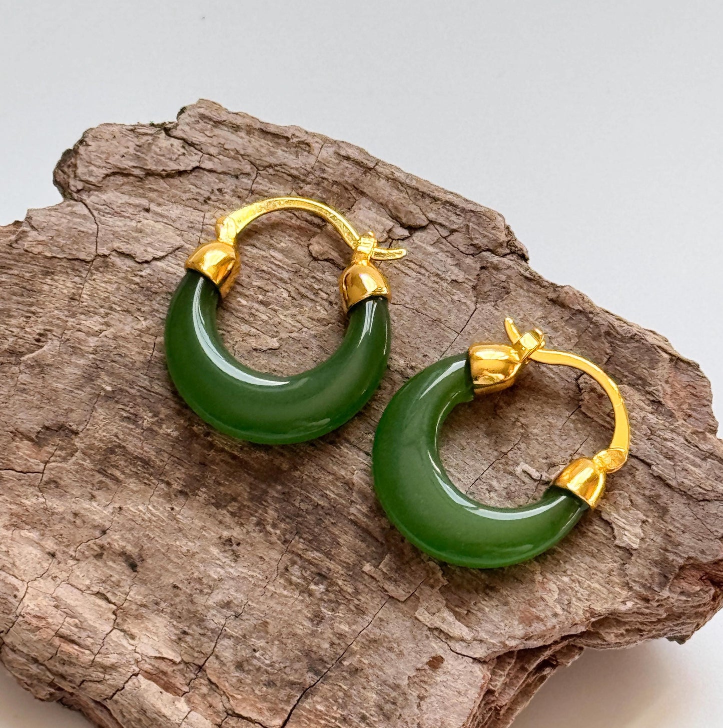Green Round Hoop Earrings | Green Simple Hoop Earrings | Retro Hoop Earrings | Dainty Earrings | Boho Vintage Earrings