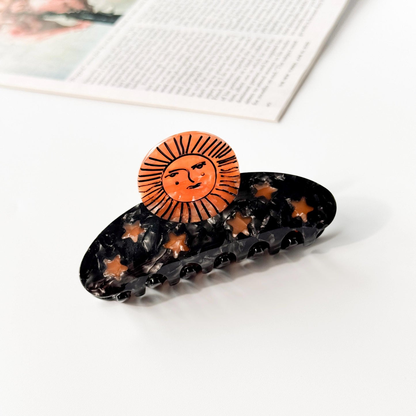 Sun & Moon Claw Hair Clips | Celestial Star Design Cute Aesthetic Clip for Women | Girls Gifts
